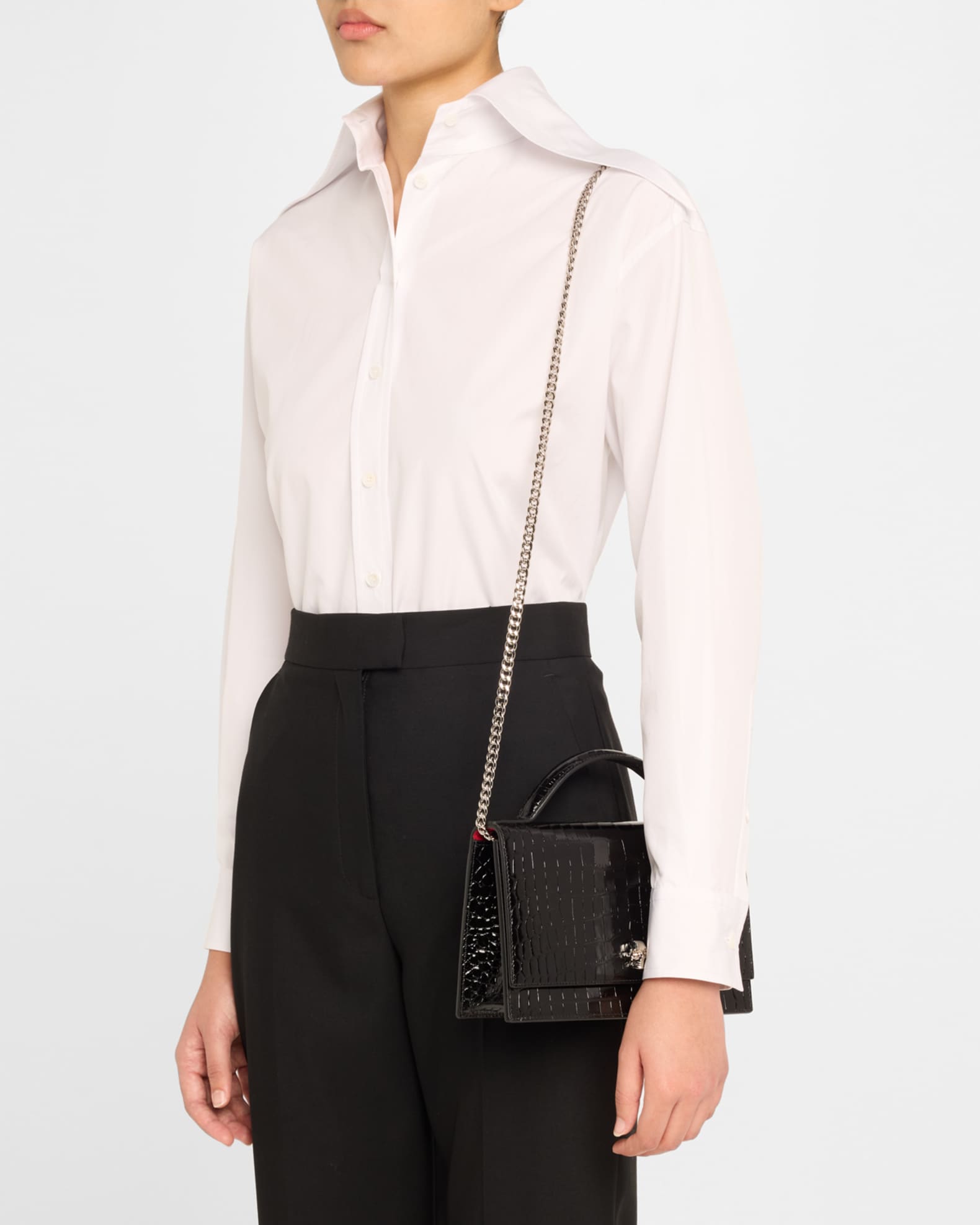 Medium Skull Croc-Embossed Leather Top-Handle Bag 1