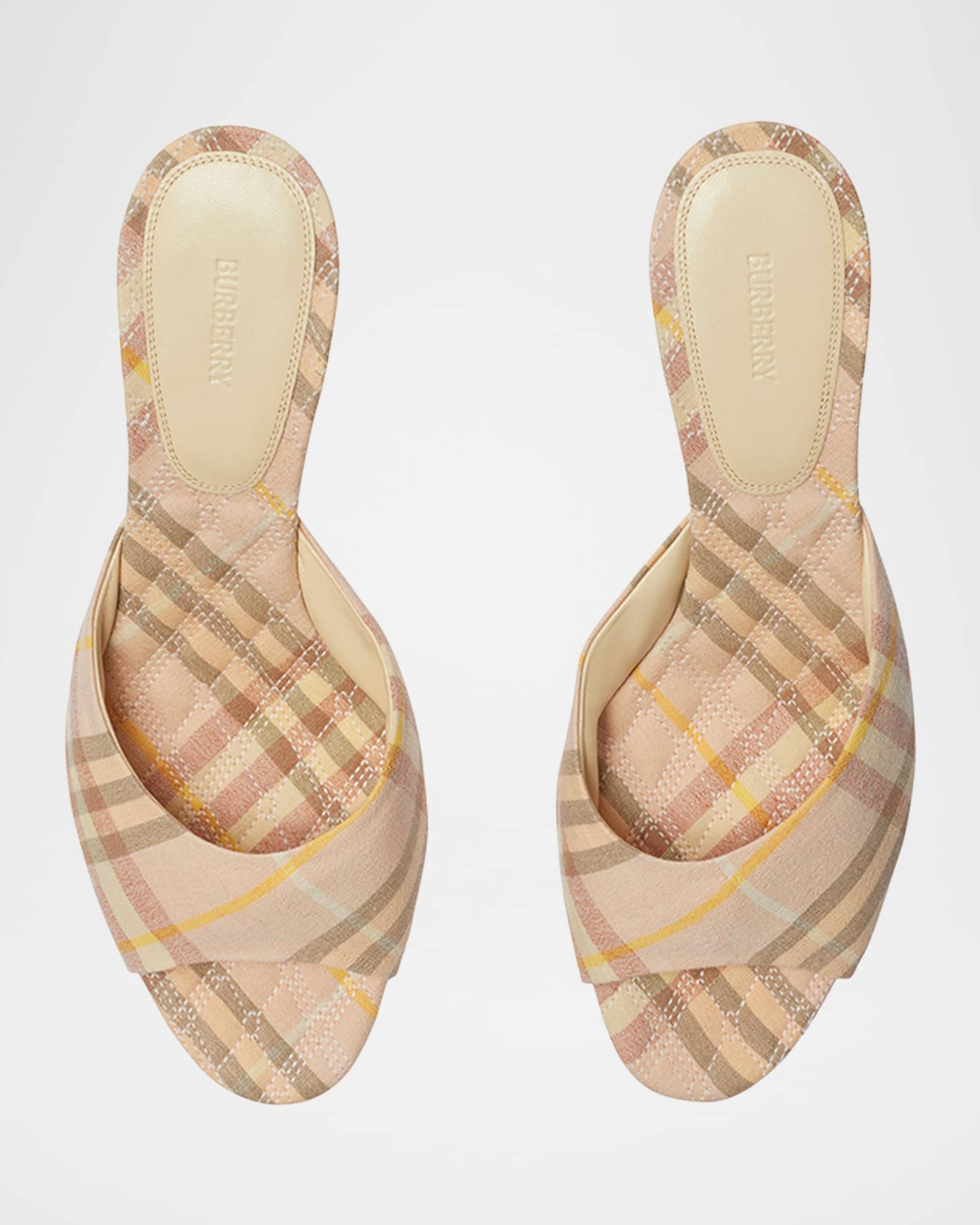 Burberry Check Mews Low Mules | Neiman Marcus