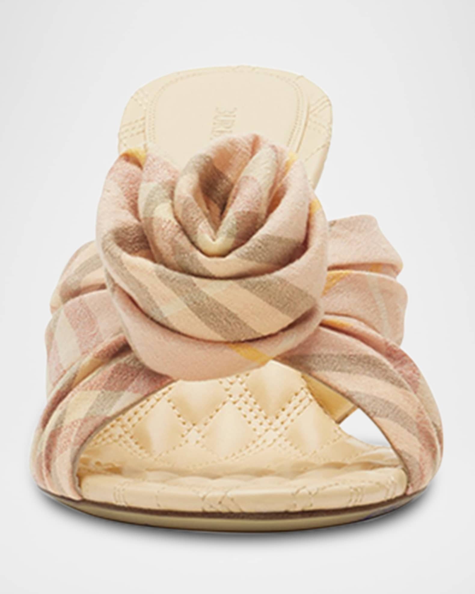パンプス Burberry Mews Rose Stretch Linen Blend Check Burberry Mews Check Rose Slide Sandals | Neiman Marcus