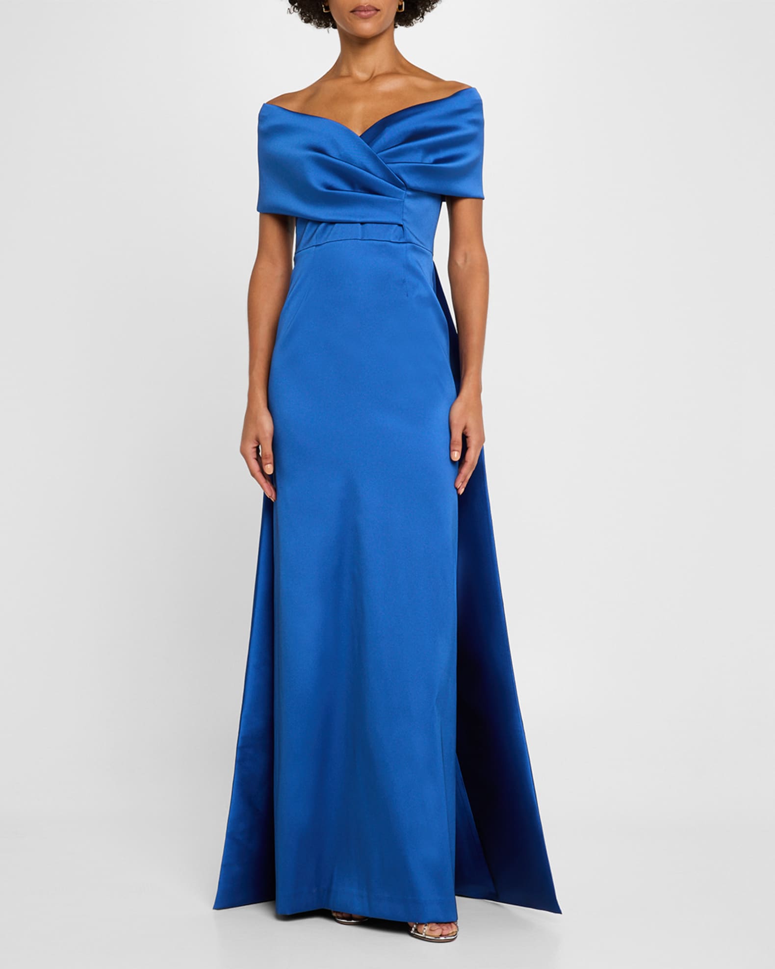 Off-Shoulder Gazar Cape Gown 1
