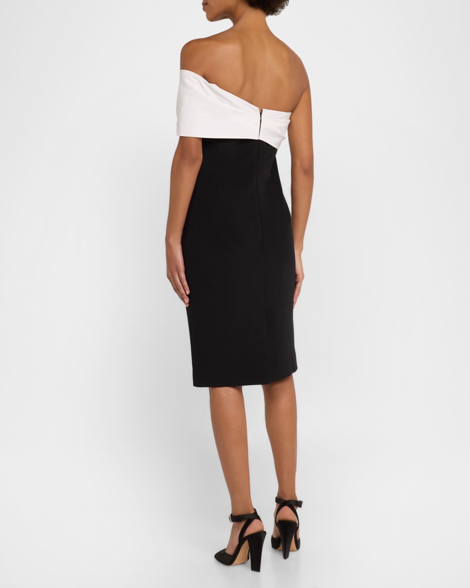 Teri Jon Crepe Slip Dress Chiffon Tie Neck Cape