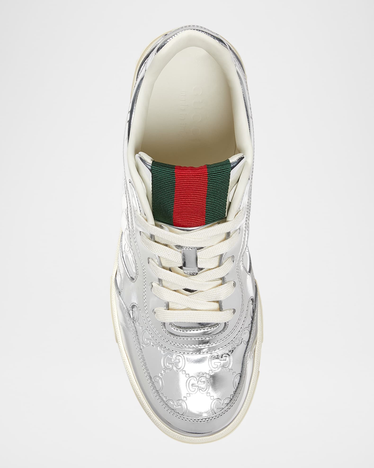Gucci Men's Re-Web Mirror Leather Low-Top Sneakers | Neiman Marcus
