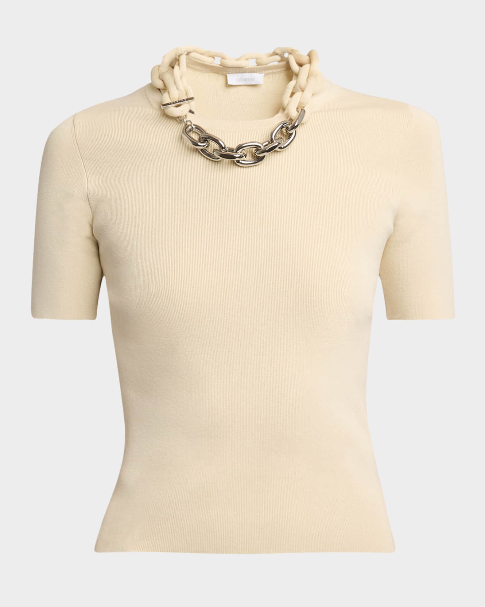 Chain Necklace Short-Sleeve Sweater 0
