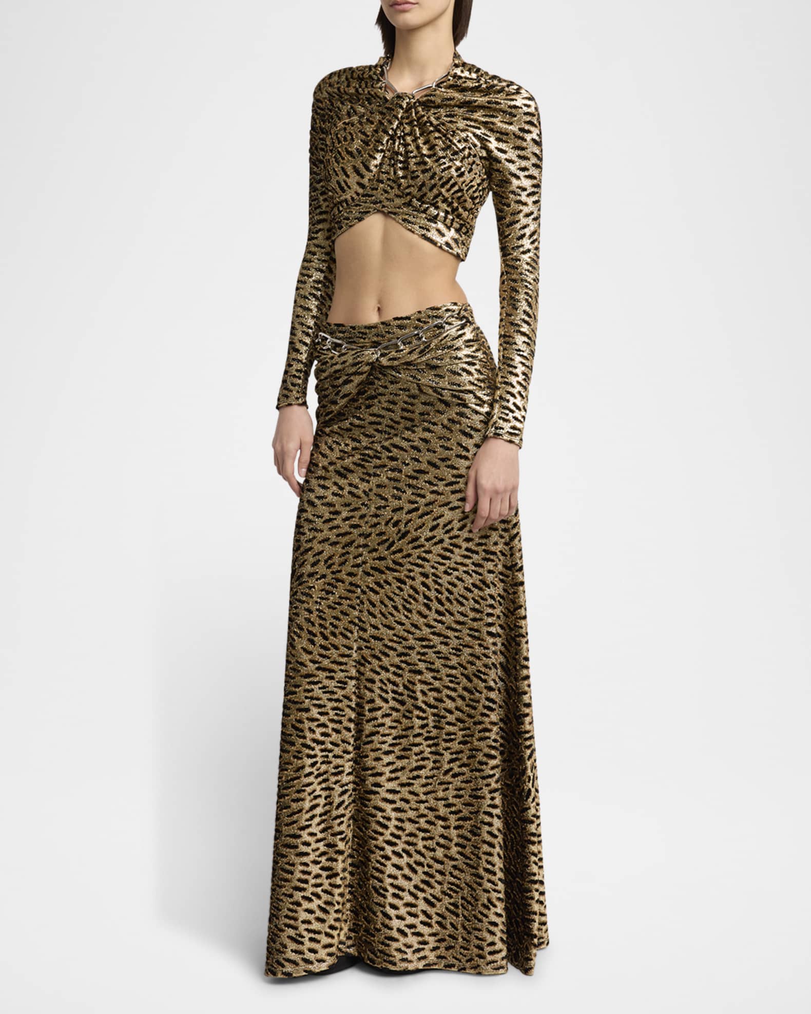 Metallic Jacquard Twisted Crop Top 1
