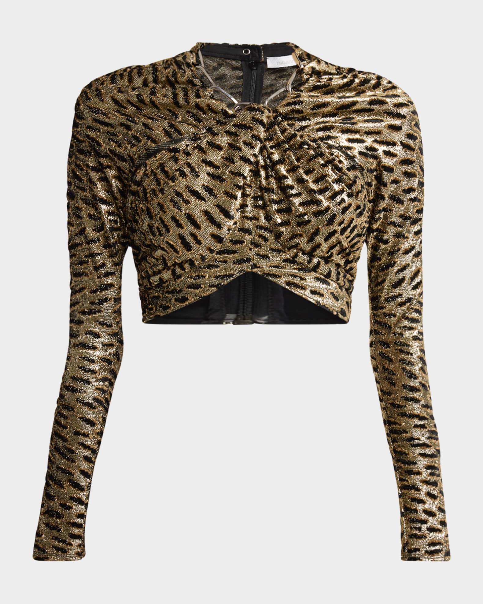 Metallic Jacquard Twisted Crop Top 0