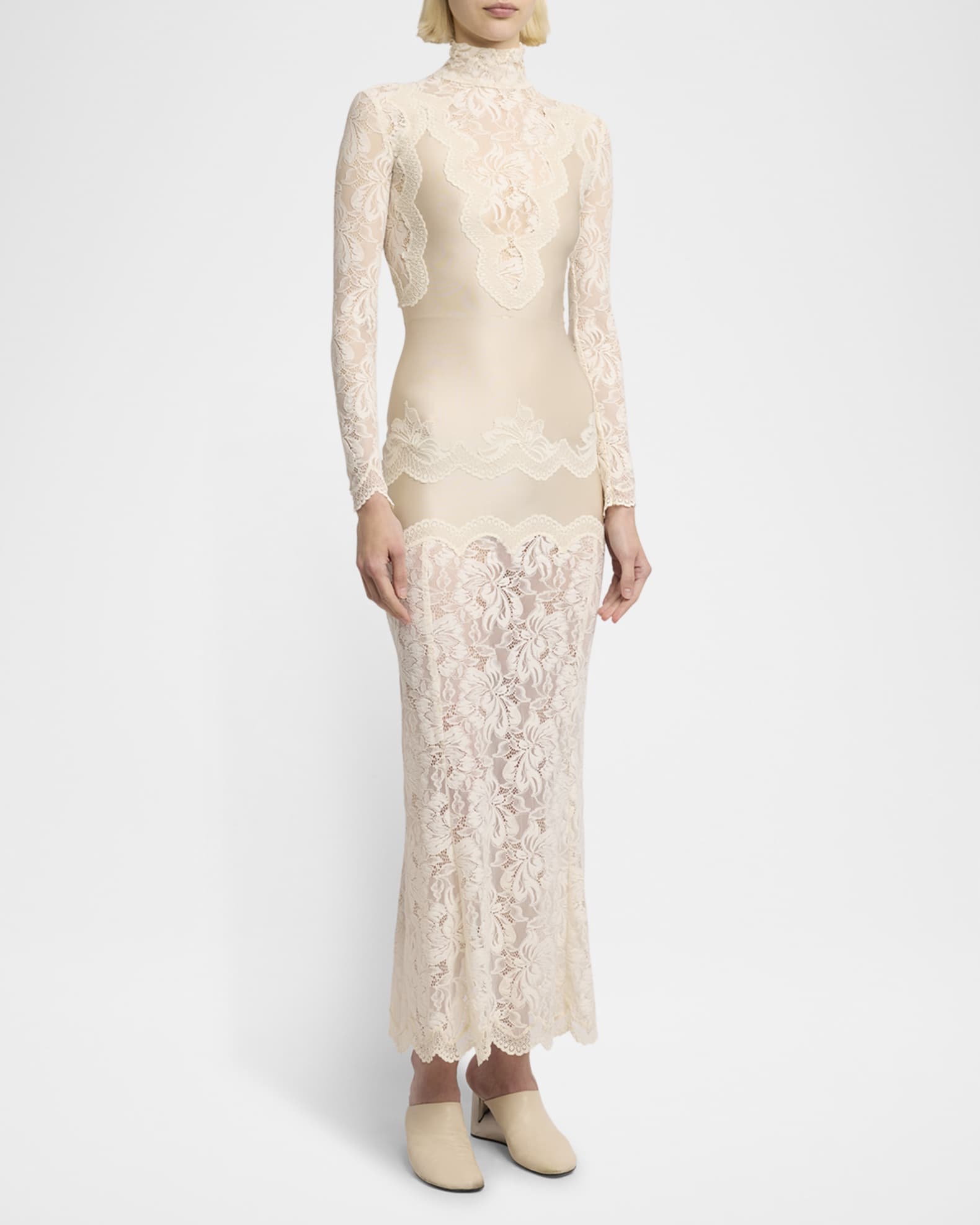 パーティードレス Rabanne Fitted Lace Dress With High Collar rabanne Lace Robe Dress | Shopbop