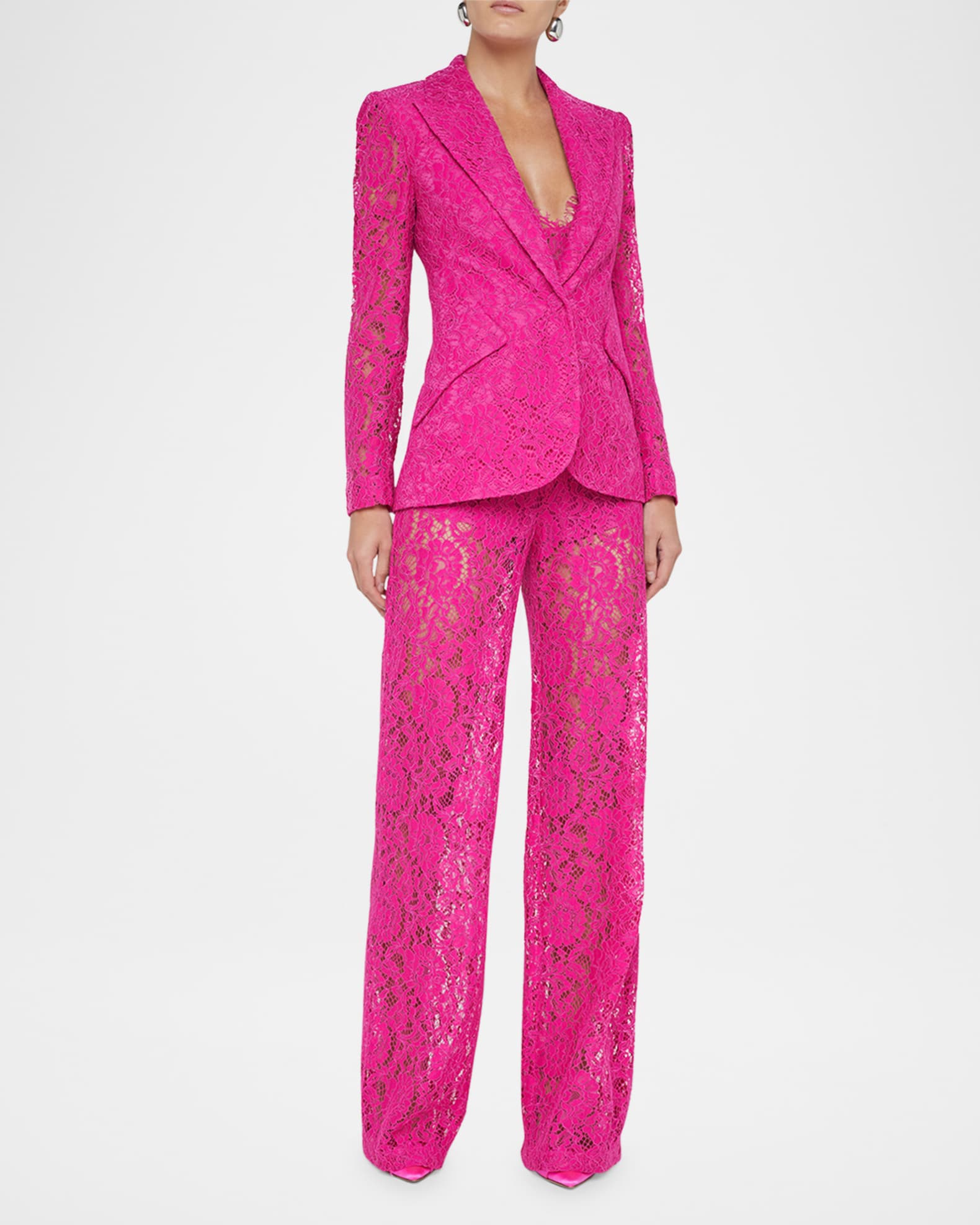 Livvy Floral Lace Straight-Leg Trousers 1