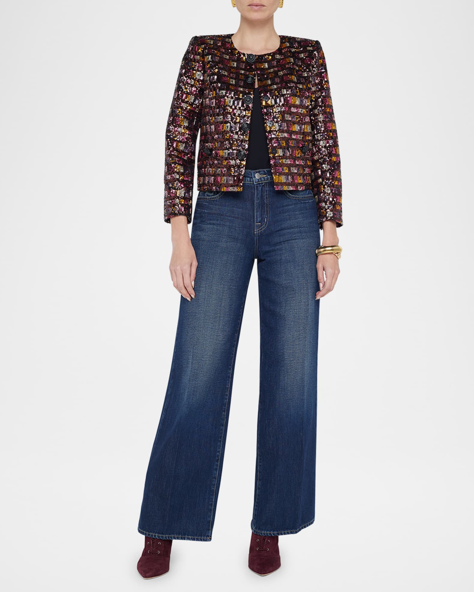 Caprina Sequined Bracelet-Sleeve Jacket 1