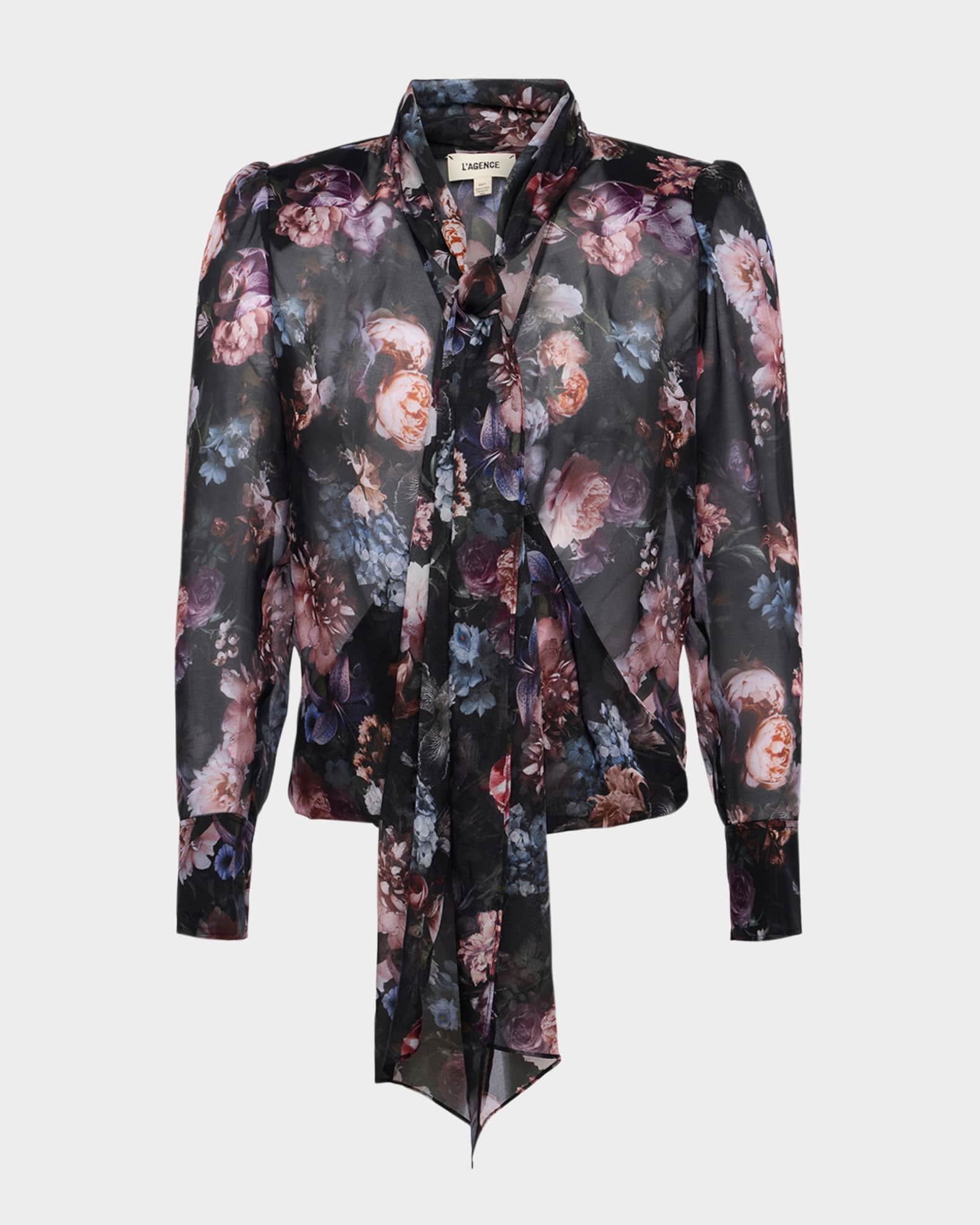Cambria Tie-Neck Floral Silk Blouse 0