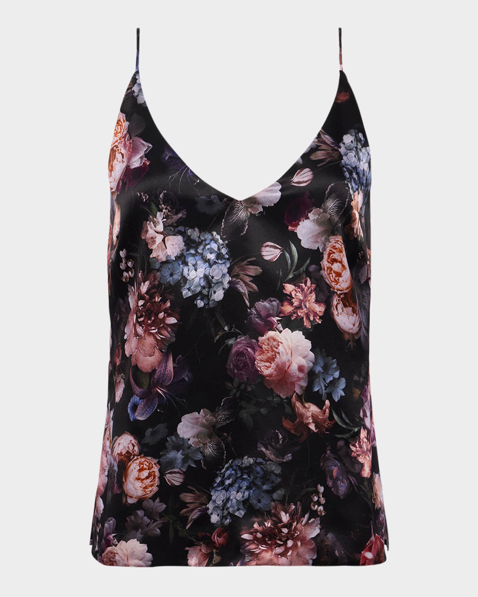 Gabriella V-Neck Floral Silk Tank Top 0