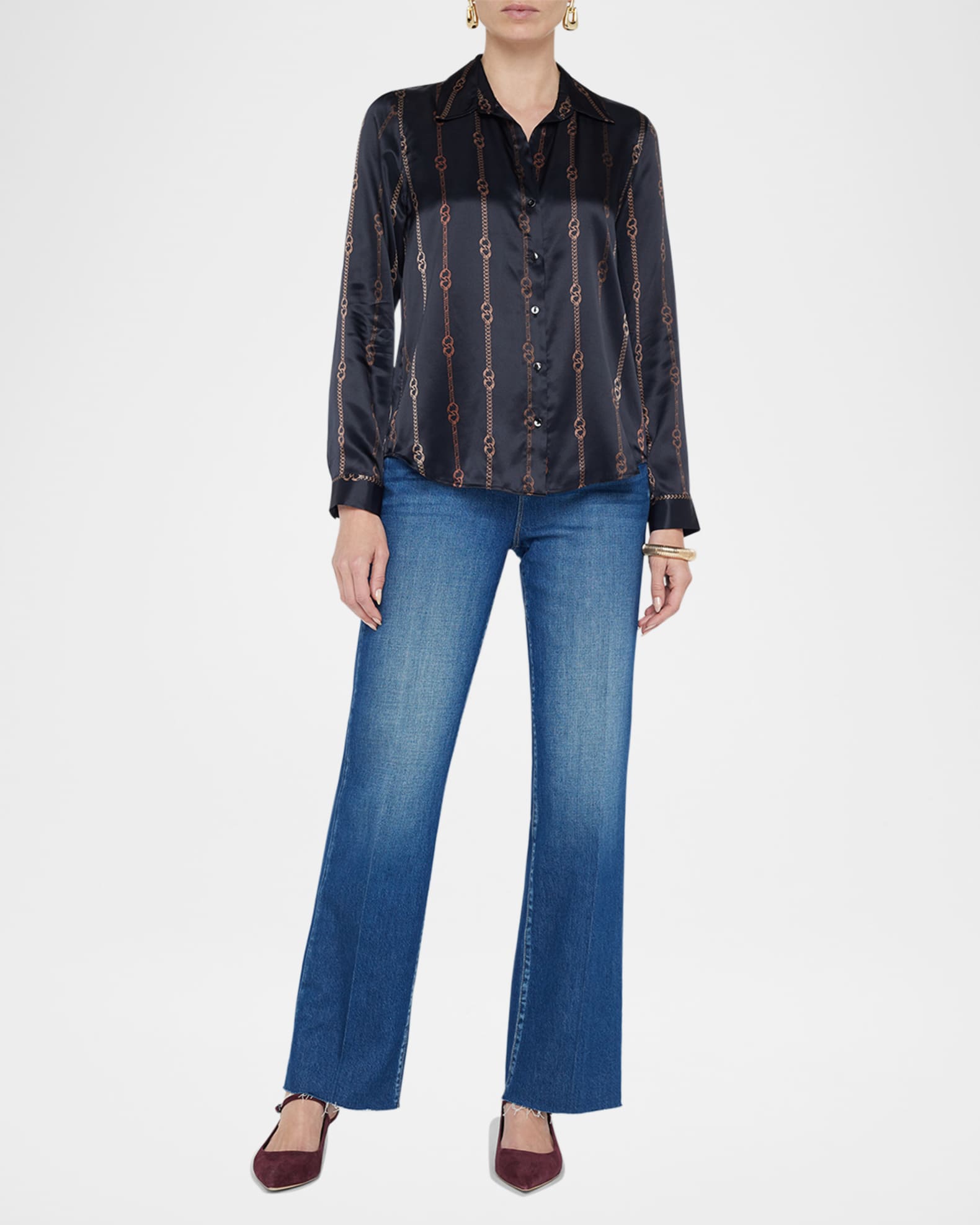 Tyler Chain-Printed Silk Blouse 1