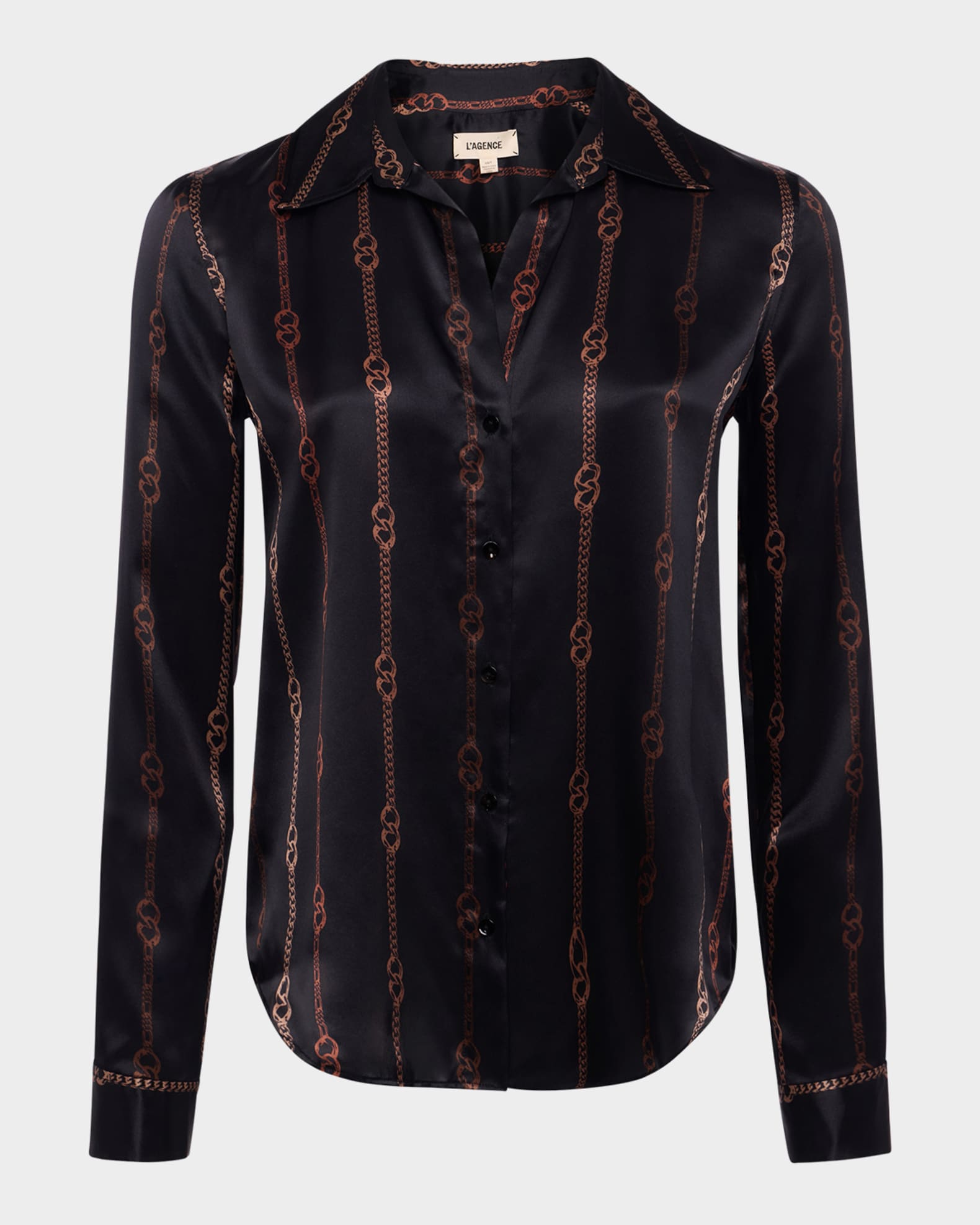 Tyler Chain-Printed Silk Blouse 0