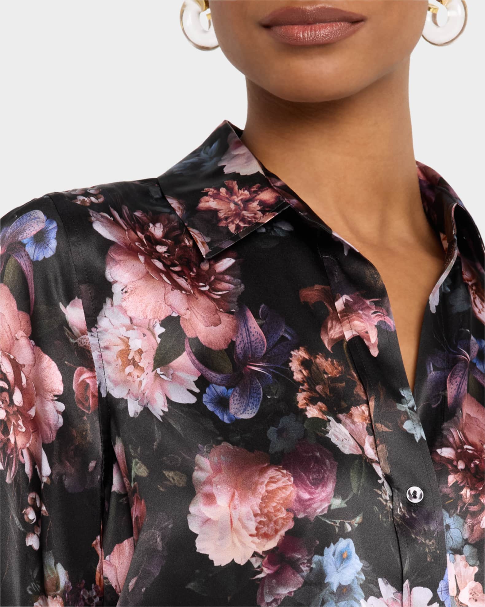 Dani Silk Blouse Multi Mix Turquoise Rings