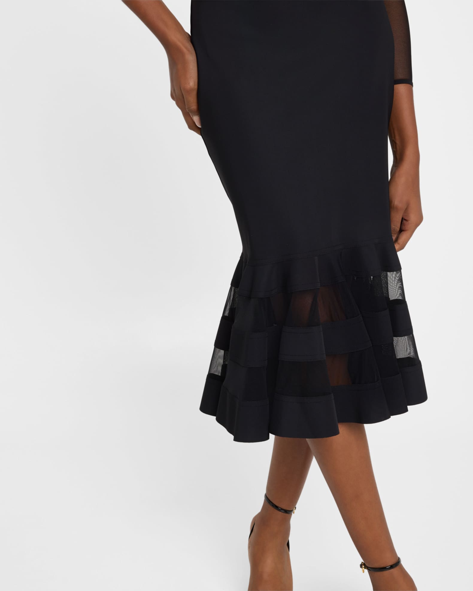 Chiara Boni La Petite Robe Boat-Neck Illusion Midi Dress