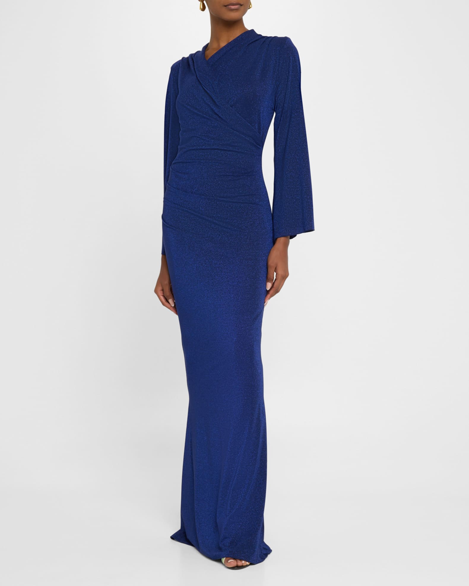 Chiara Boni La Petite Robe Stena Shimmer Draped Column Gown