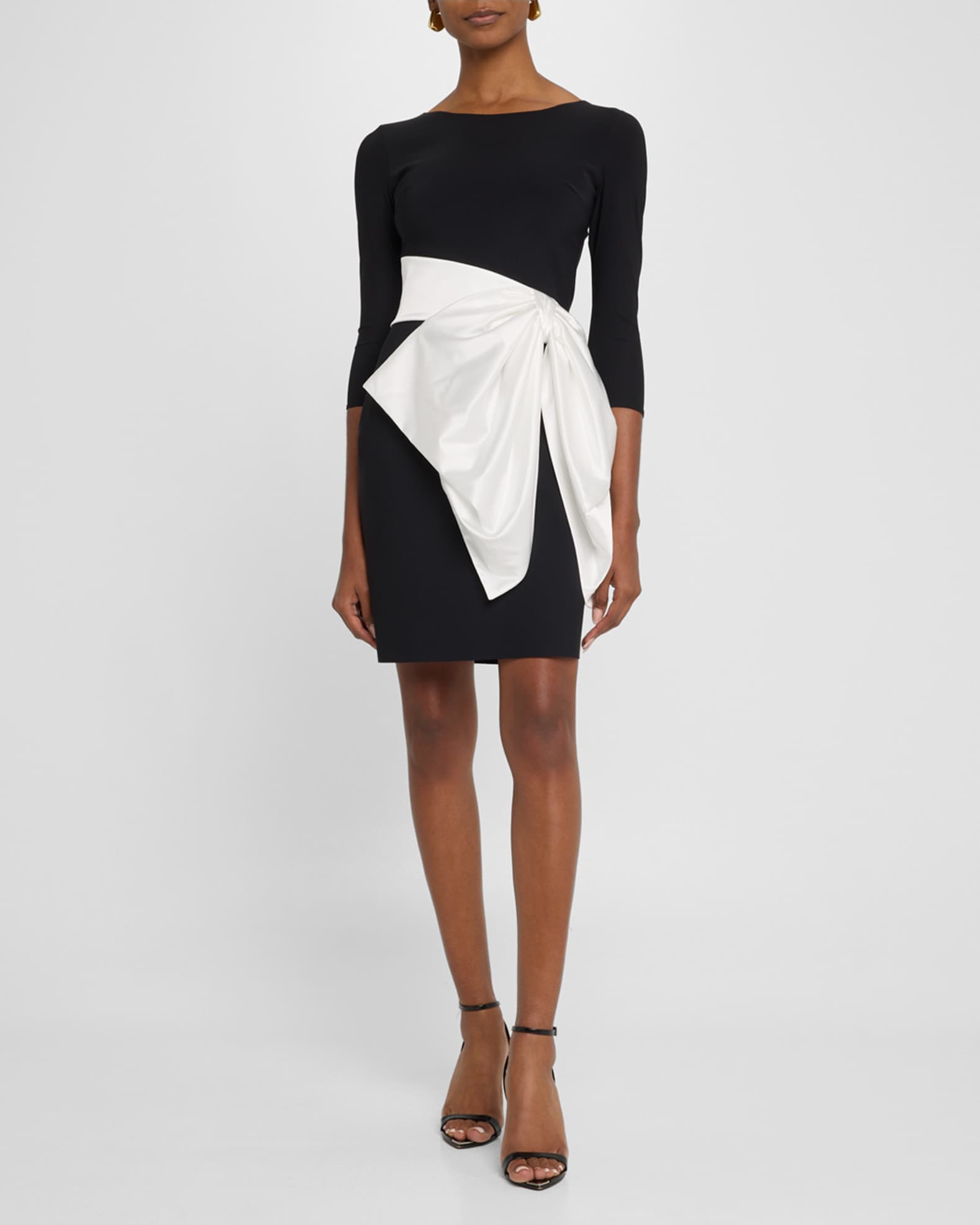 Boat-Neck Bow Mini Dress 1