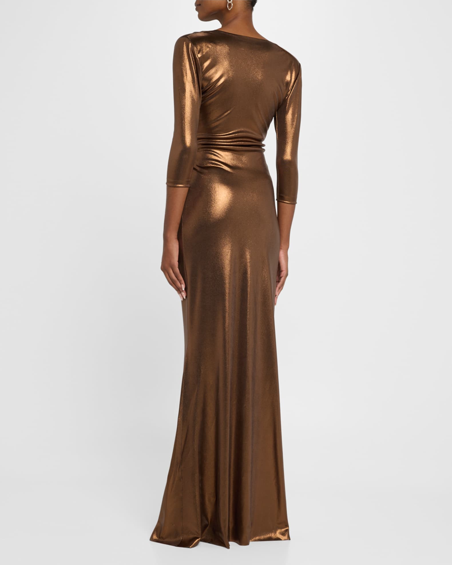 Chiara Boni La Petite Robe Deep V Neck Metallic Twist Gown Neiman Marcus