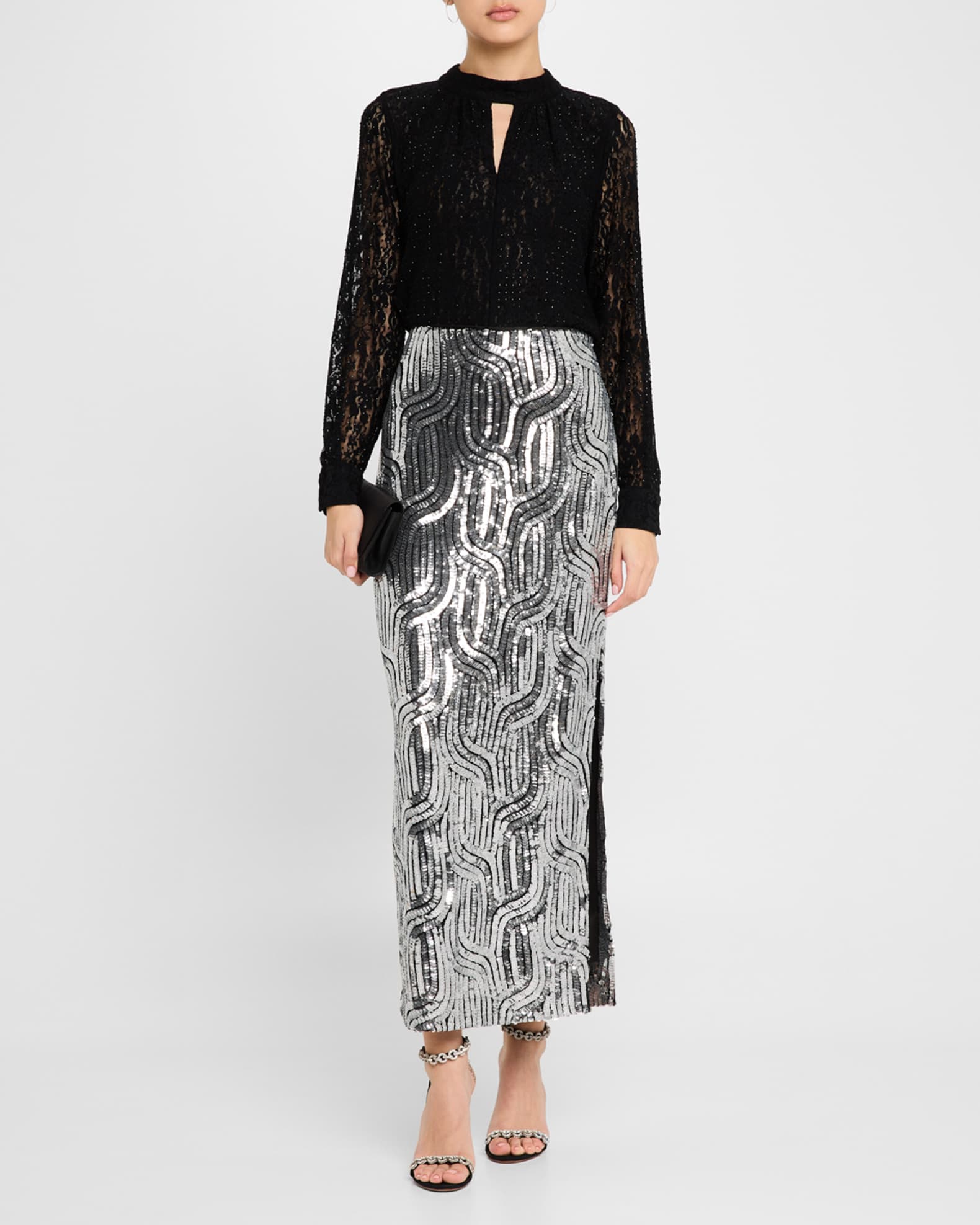 【代引き不可】 Elie Tahari Marcus Neiman | Skirt Maxi Sequin Allover Bella The スカート