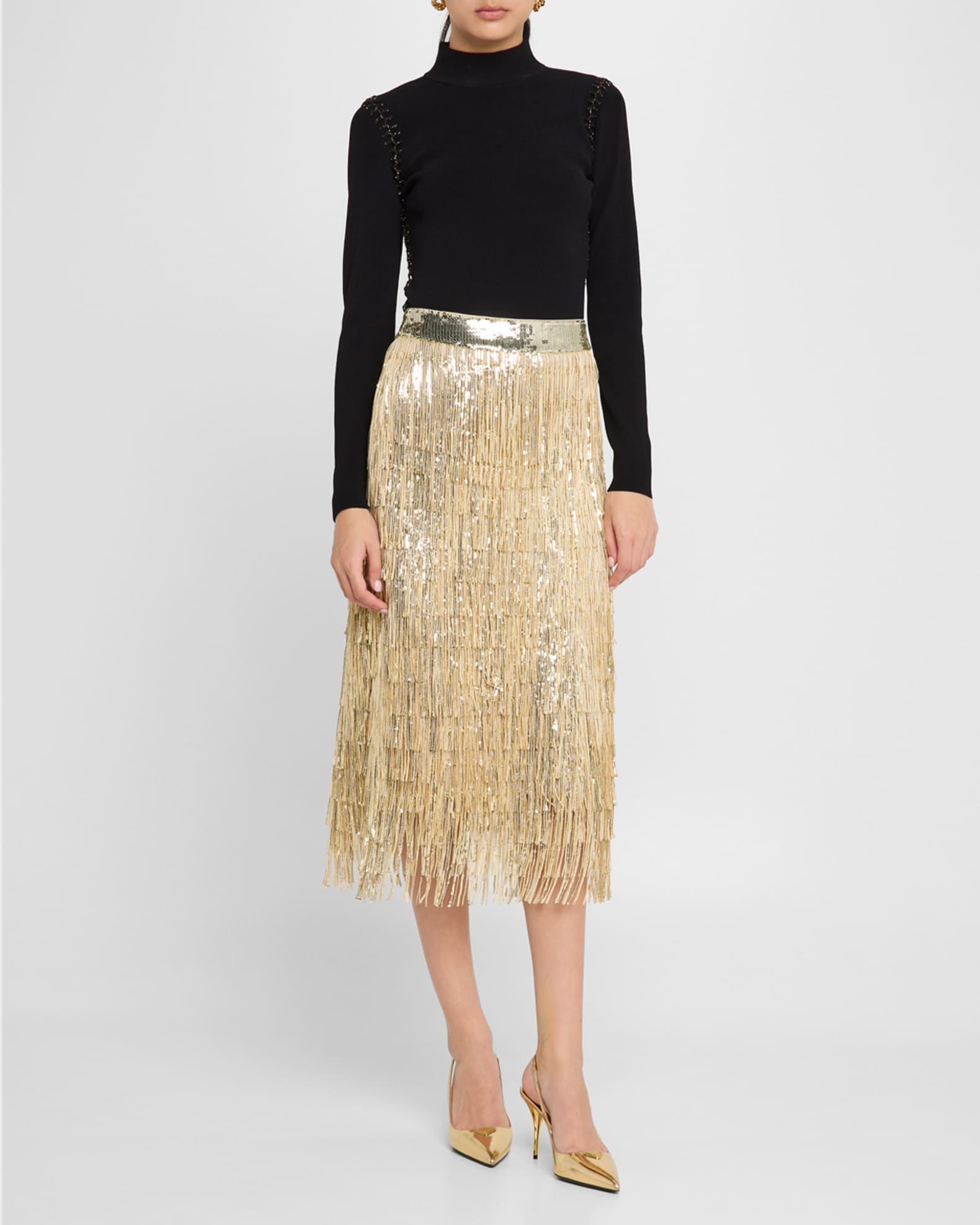 The Zoey Sequin Tassel Midi Skirt