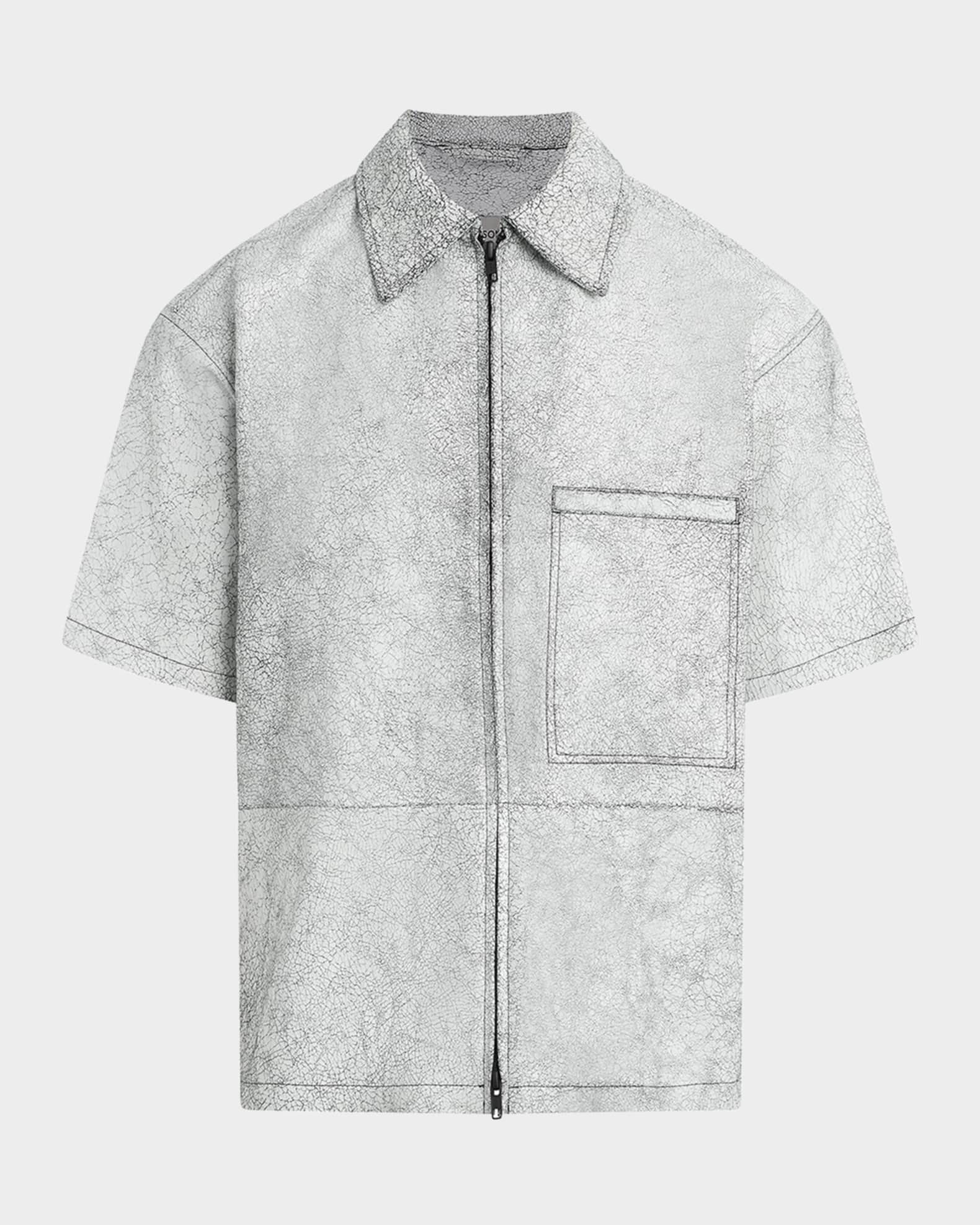 Men's Leather Zip-Up Shirt 0
