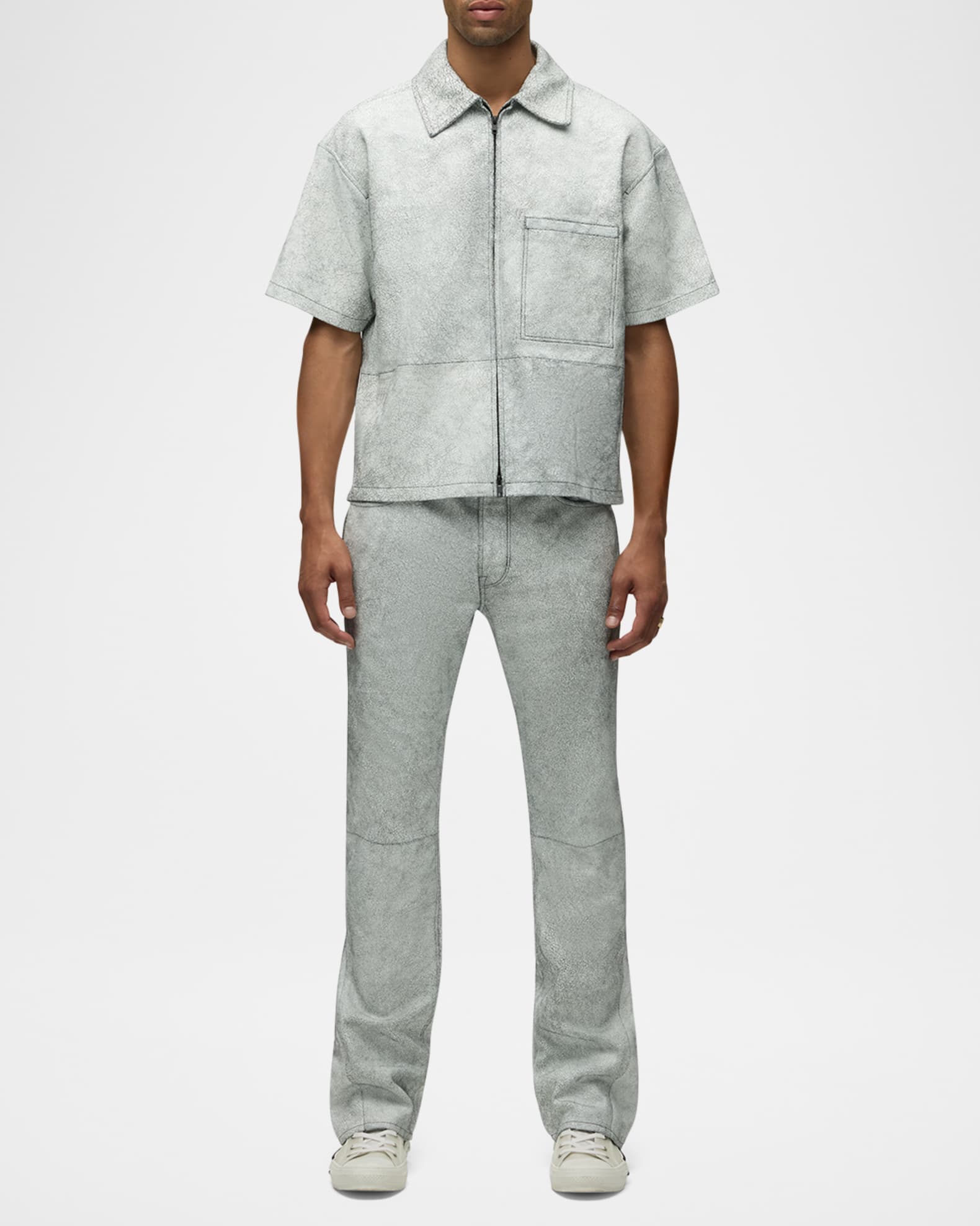 Mn's Walker Leather Kick Flare Pants 1