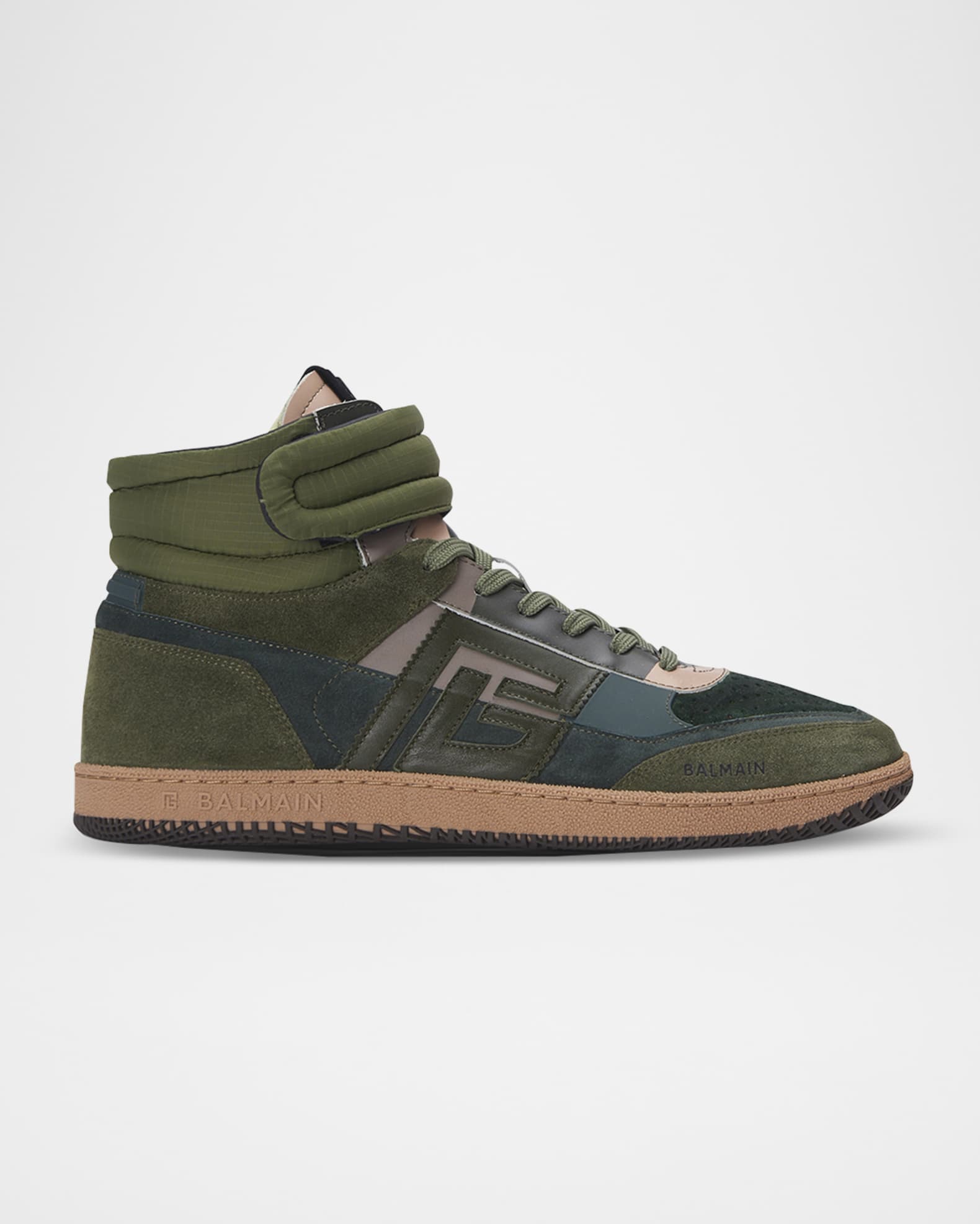 Men's Swan Calfskin and Suede Mid-Top Sneakers 0
