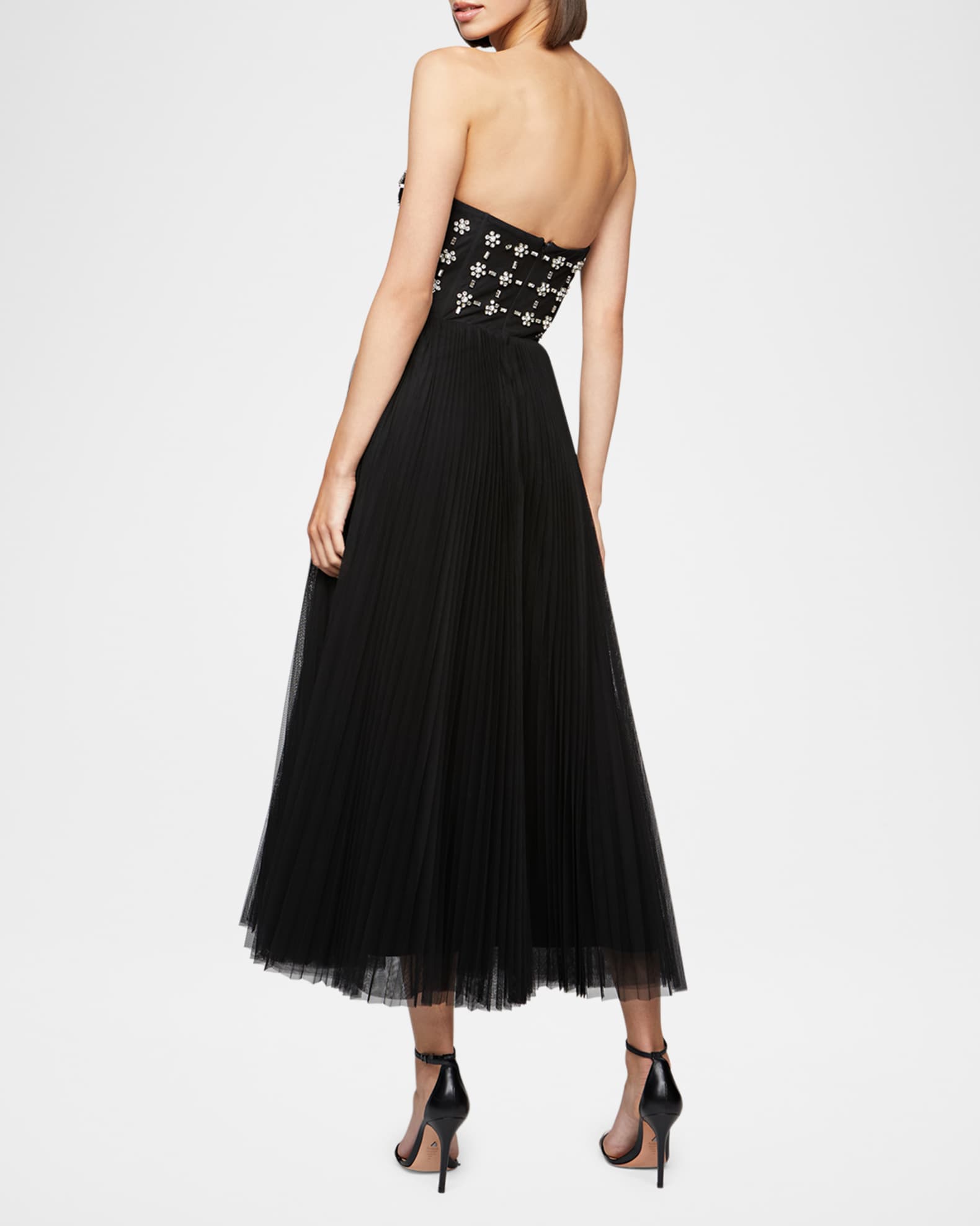 Theia Alesia Strapless Embellished Corset Midi Dress Neiman Marcus