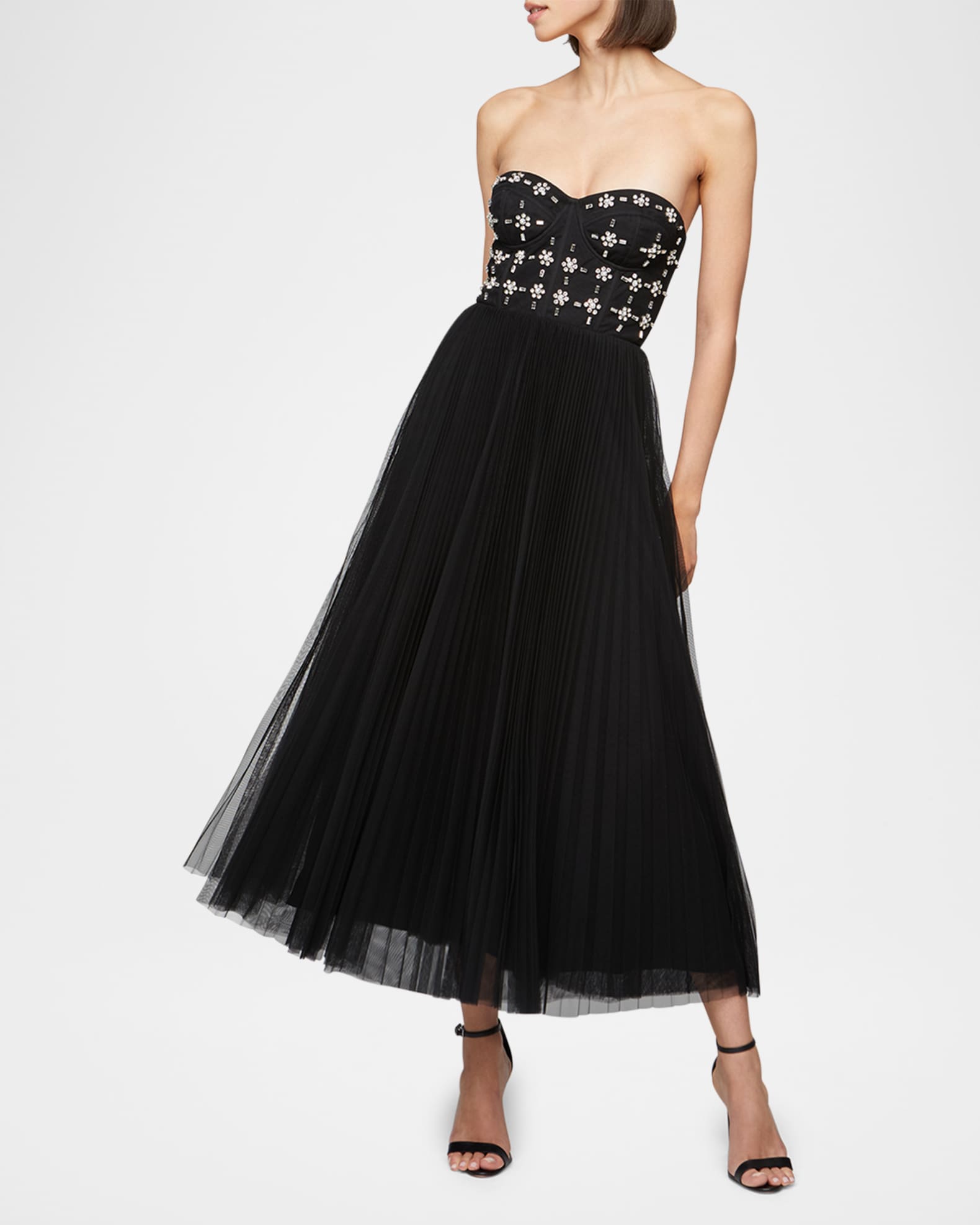 Alesia Strapless Embellished Corset Midi Dress