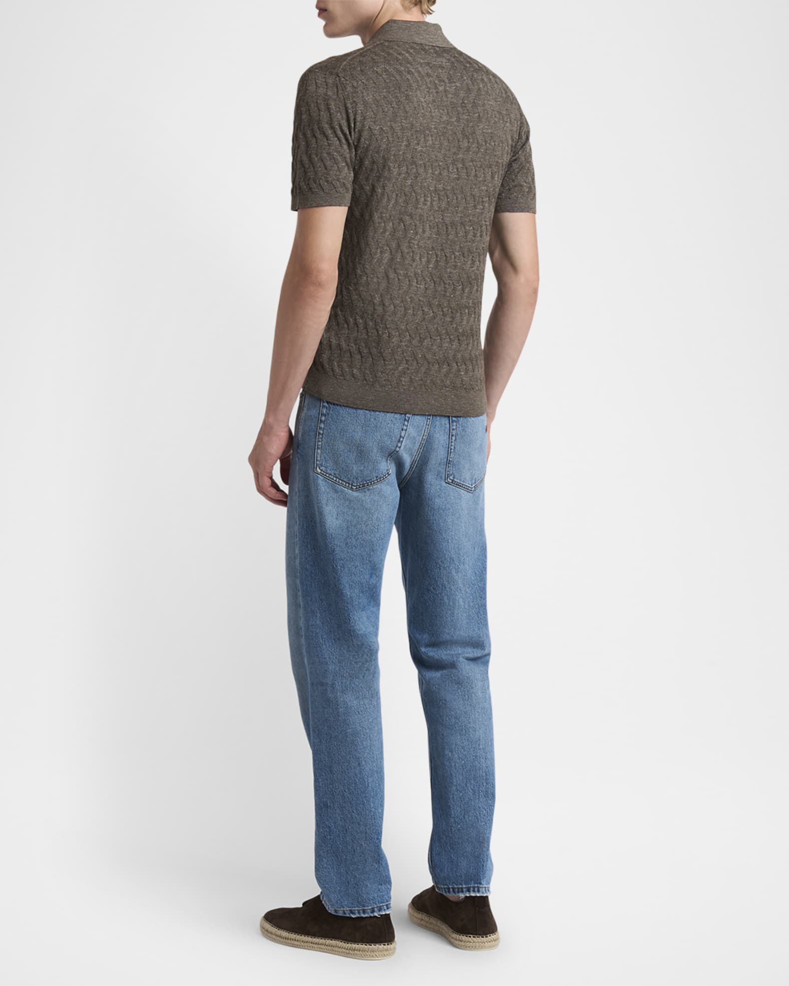 Men's Melange Diamond Mesh Polo Sweater