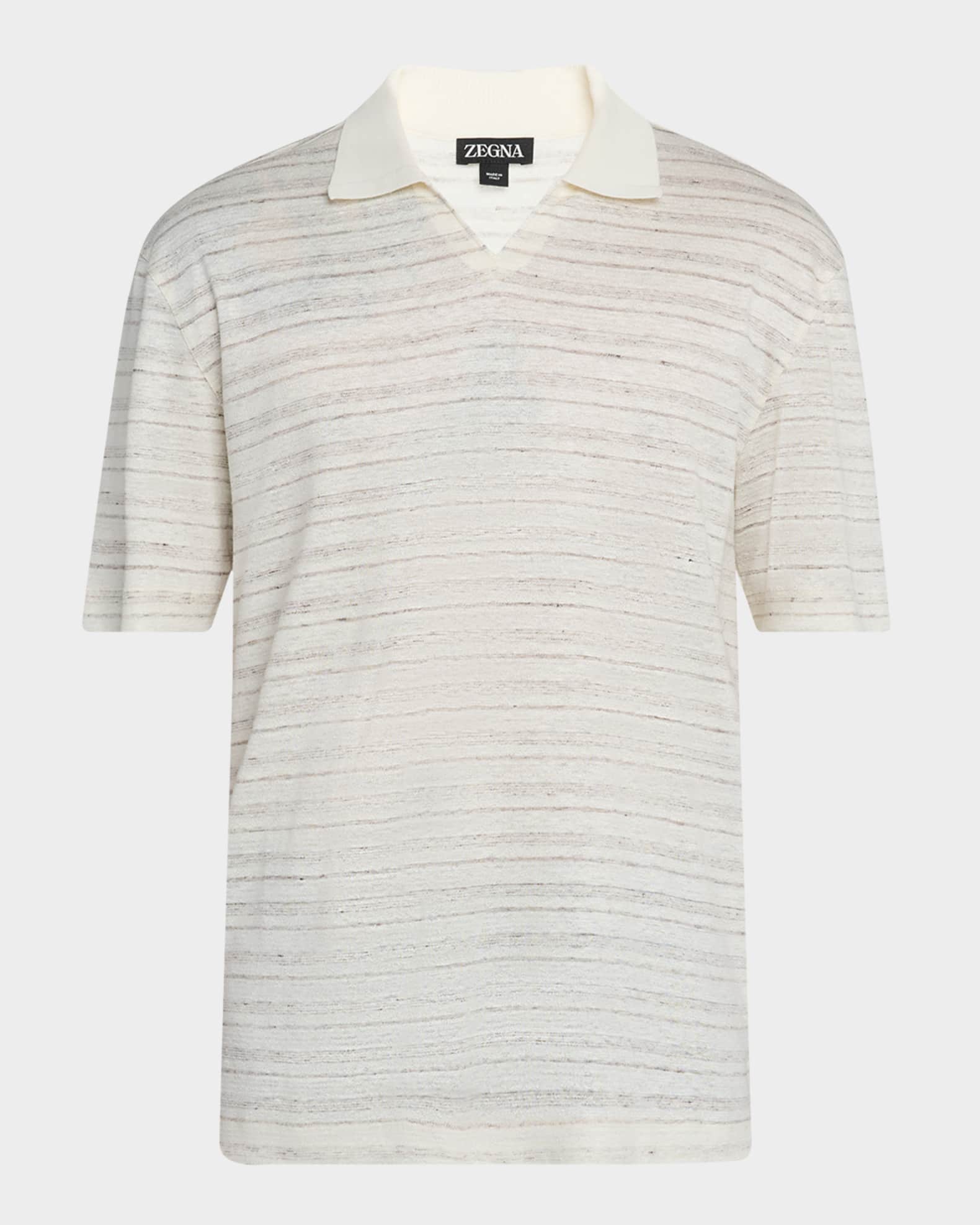Men's Johnny Collar Multi-Stripe Polo Shirt 0