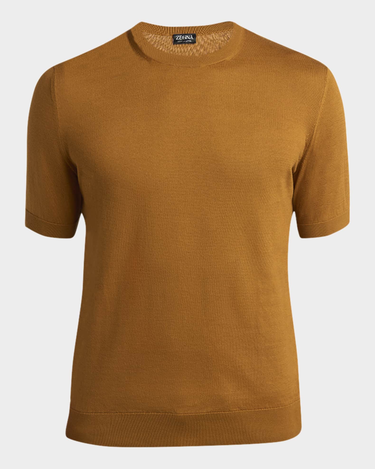 Men's Ocher Premium Cotton Short-Sleeve Crewneck Sweater 0