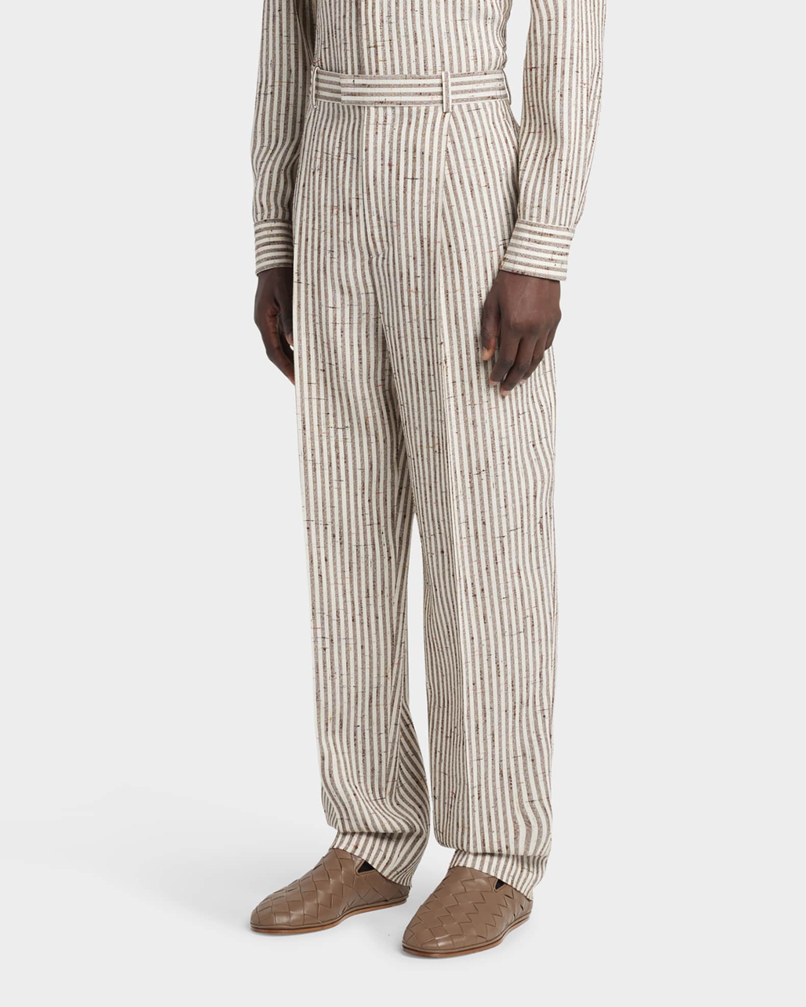 Bottega Veneta Men's Knotted Stripe Trousers | Neiman Marcus