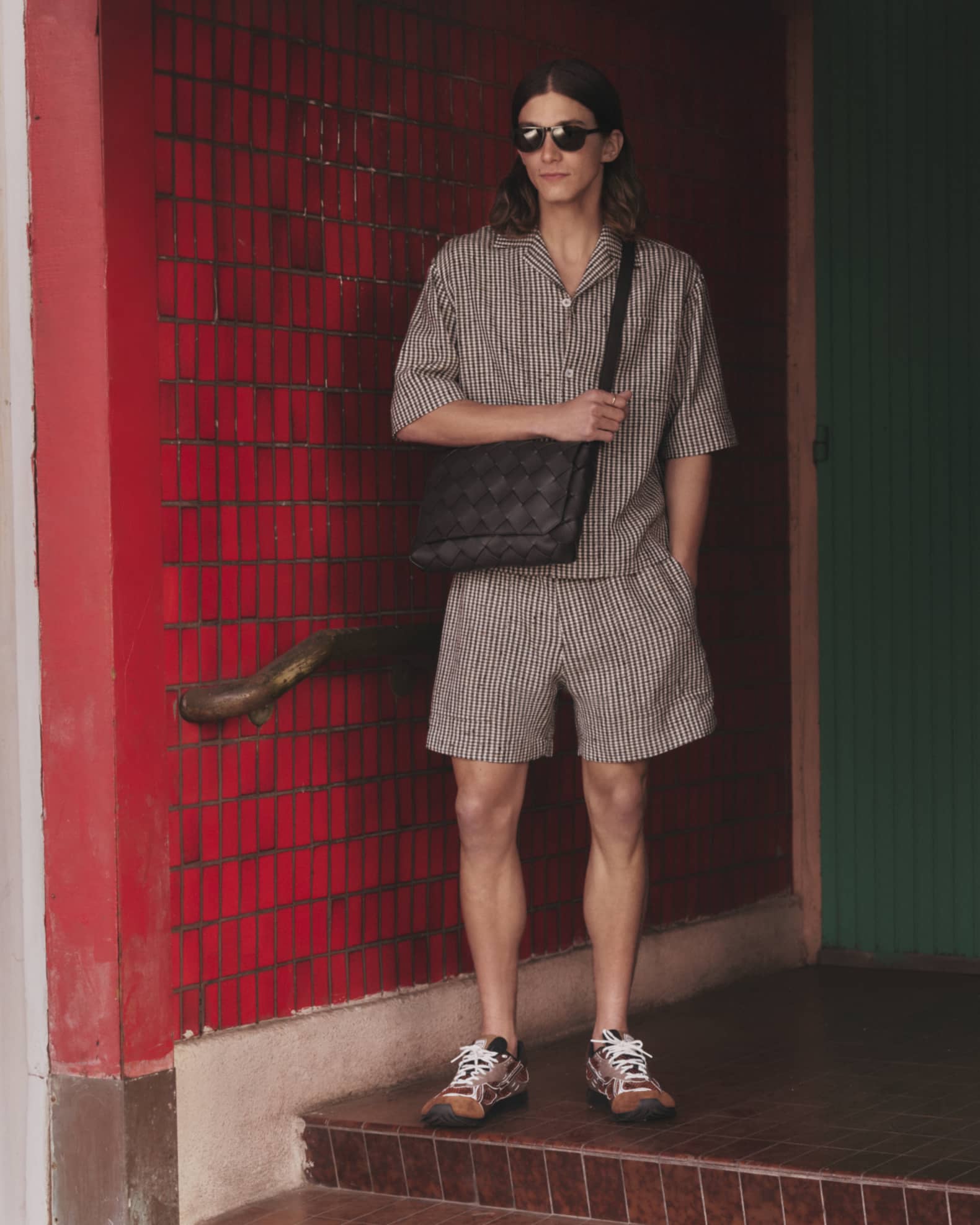 Bottega Veneta Men's Knotted Mini-Check Shirt | Neiman Marcus