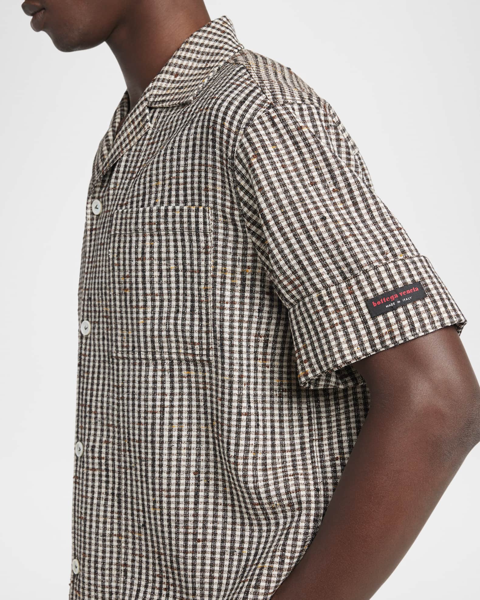 トップス BOTTEGA VENETA MICRO CHECK S/S SHIRT 44 Bottega Veneta Men's Knotted Mini-Check Shirt | Neiman Marcus