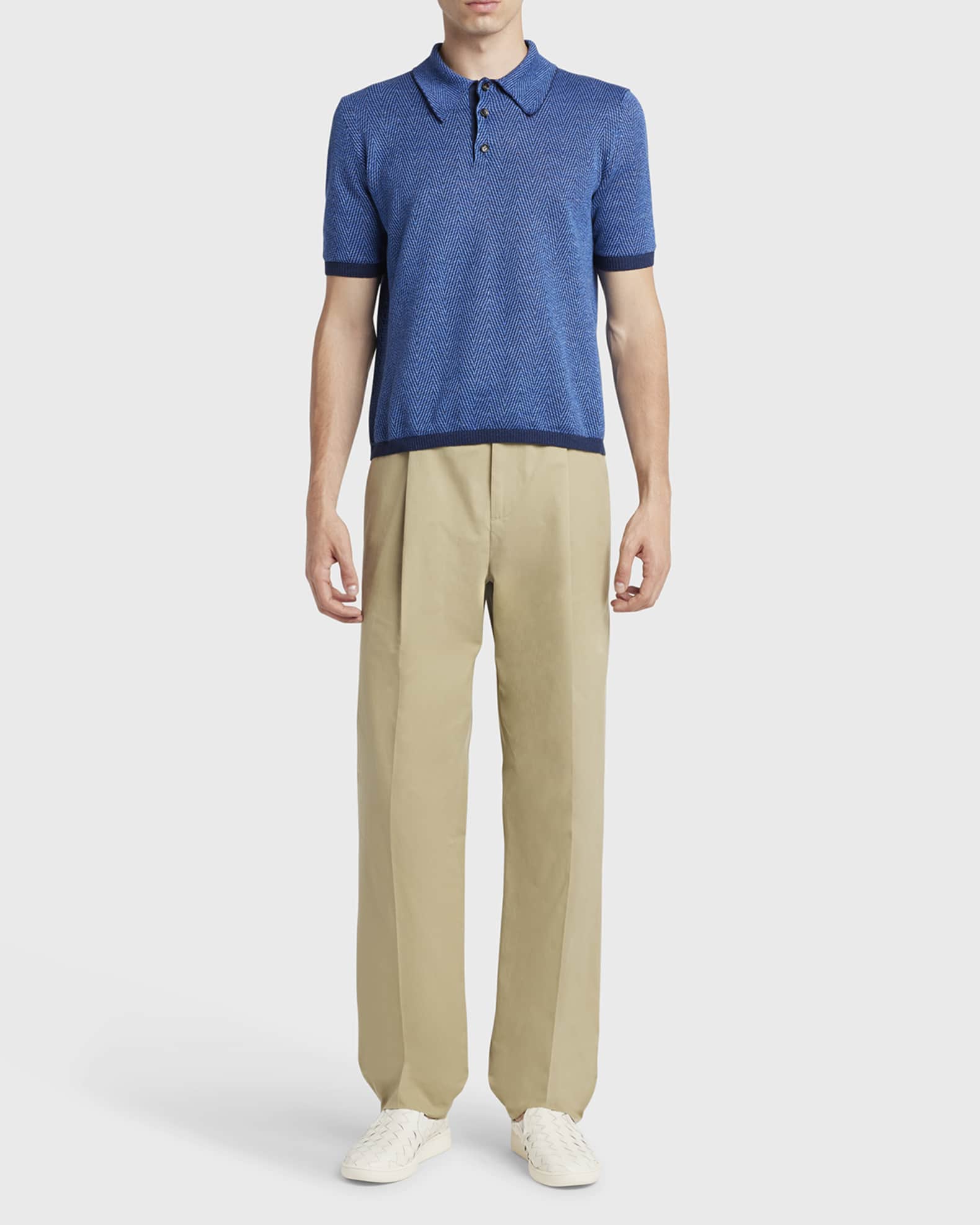 Men's Linen-Cotton Chevron Polo Shirt 1