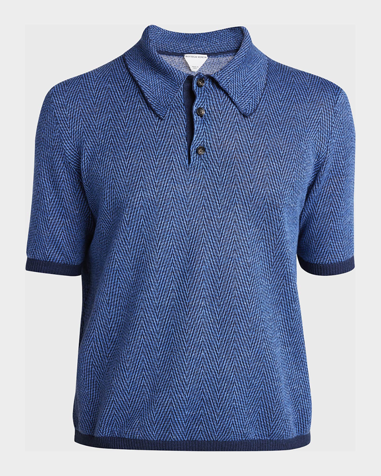 Men's Linen-Cotton Chevron Polo Shirt 0