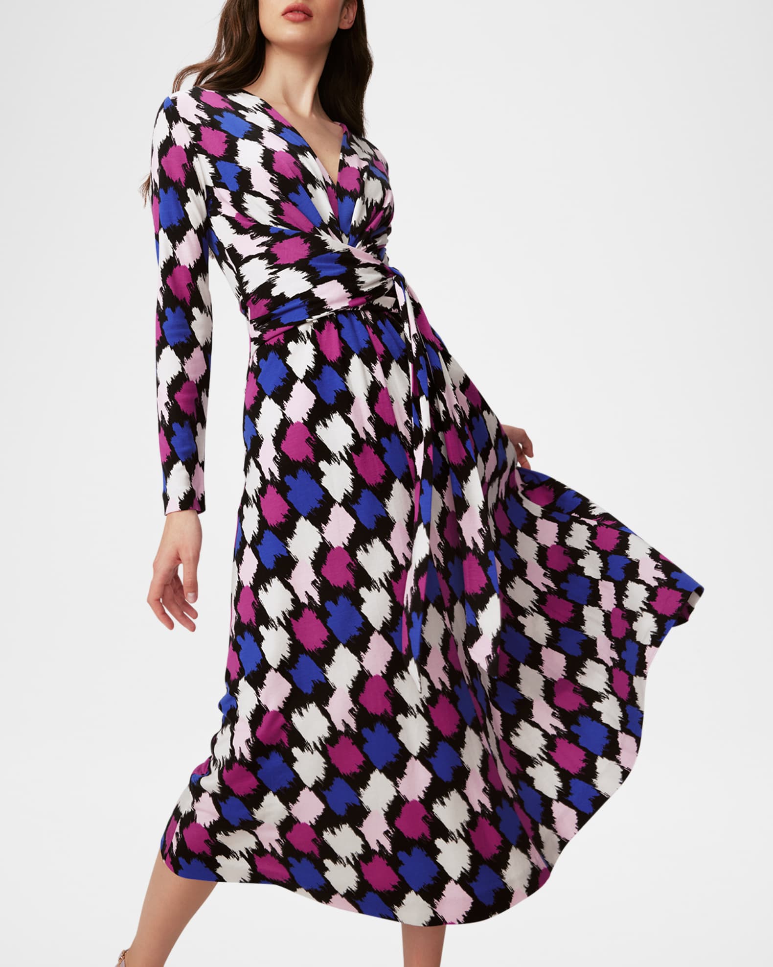 Diane von Furstenberg Dorothee Brushstroke-Print Midi Dress