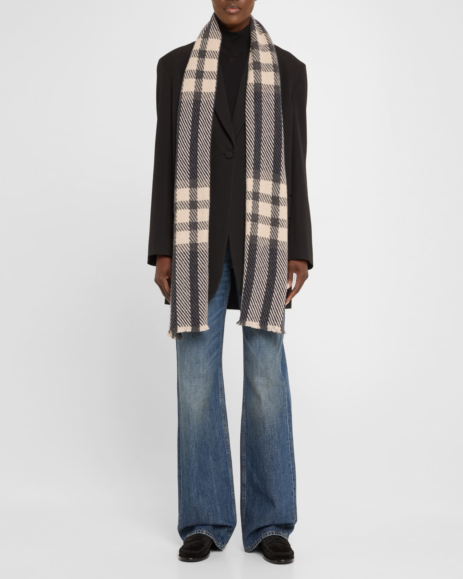 Check-Print Cashmere Scarf - Thumbnail 2