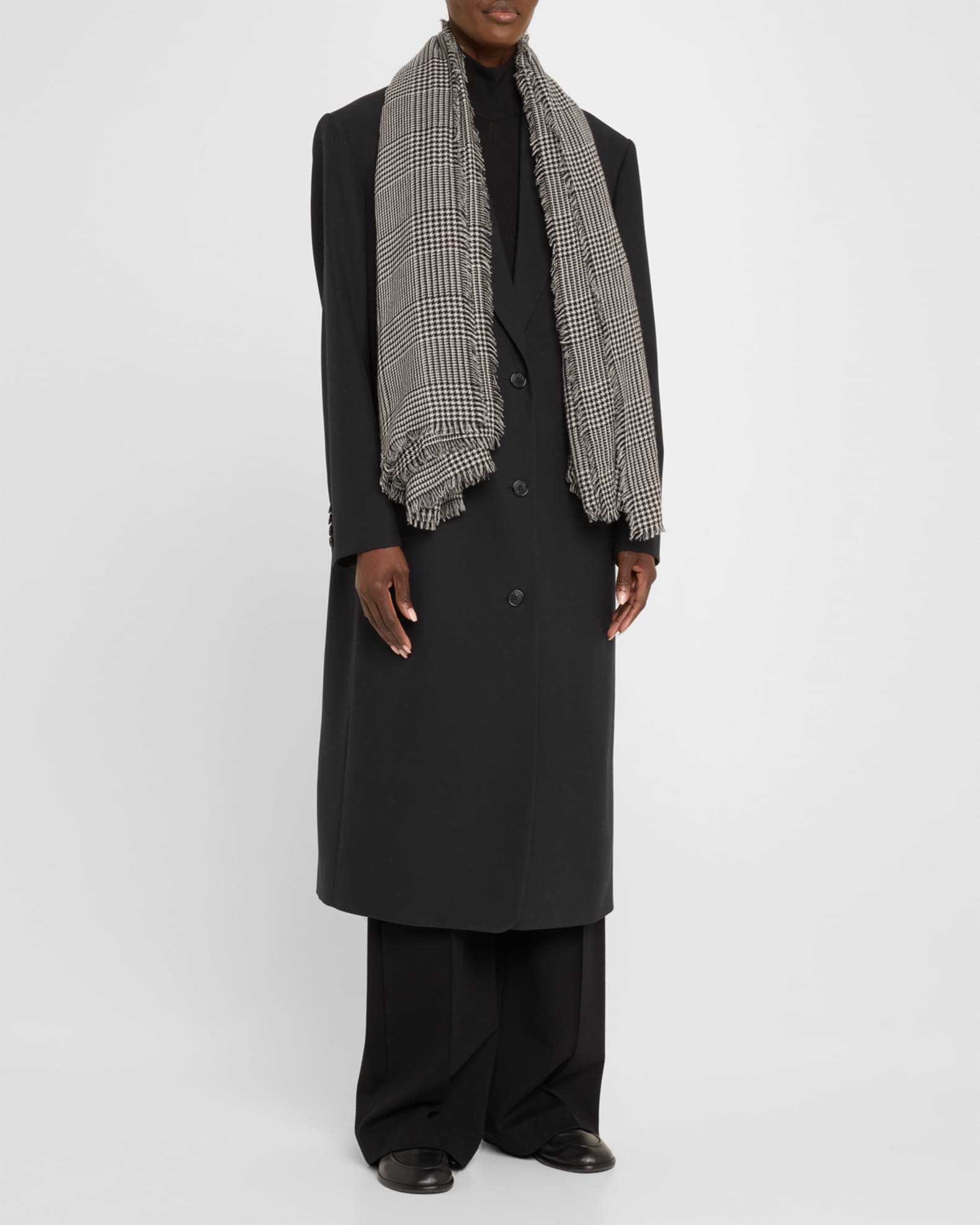 Houndstooth-Print Cashmere Scarf 1