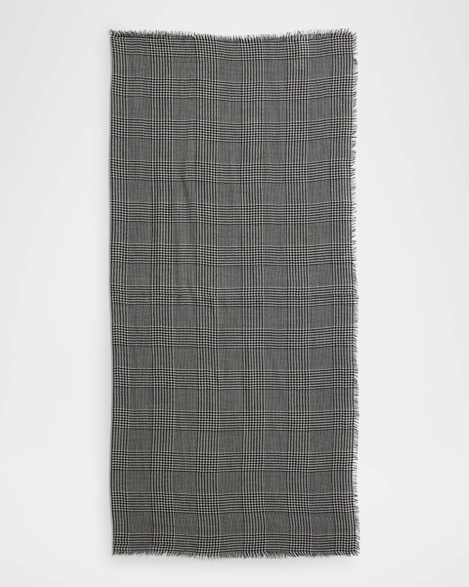 Houndstooth-Print Cashmere Scarf 0
