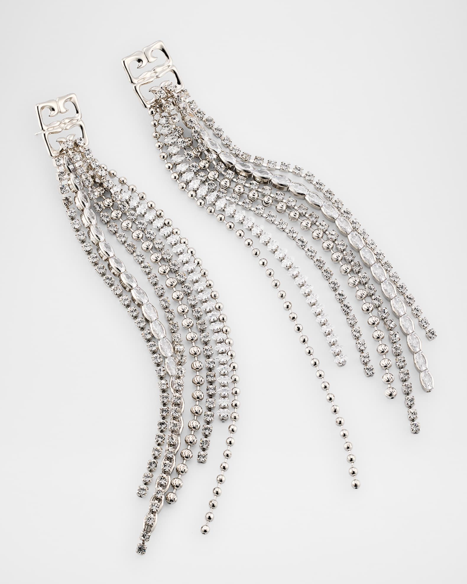 エレガント GIVENCHY シルバー 4G メタル & クリスタル ピアス Stitch clip earrings in metal with crystals in - silvery