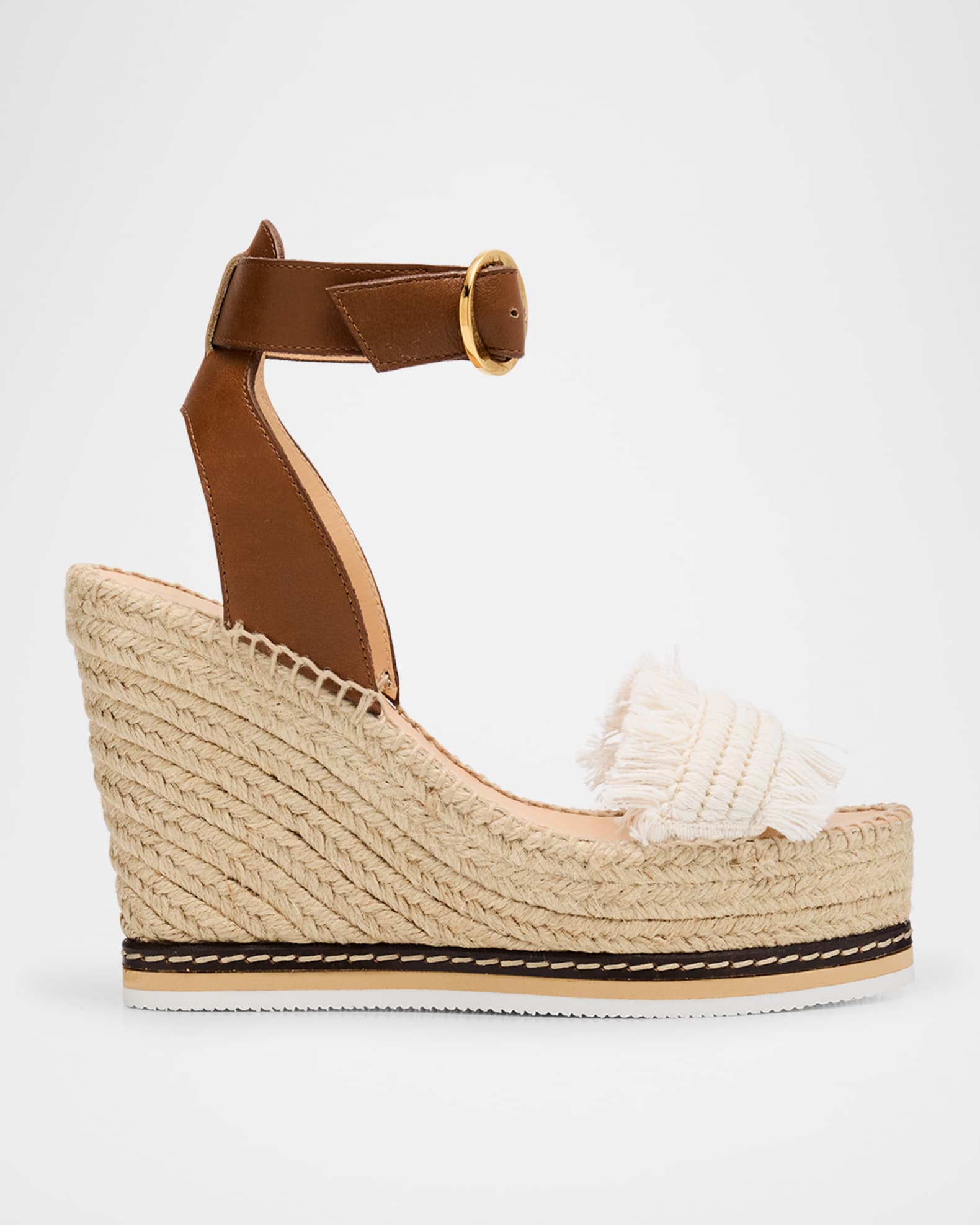 Lily Fringe Leather Wedge Espadrilles