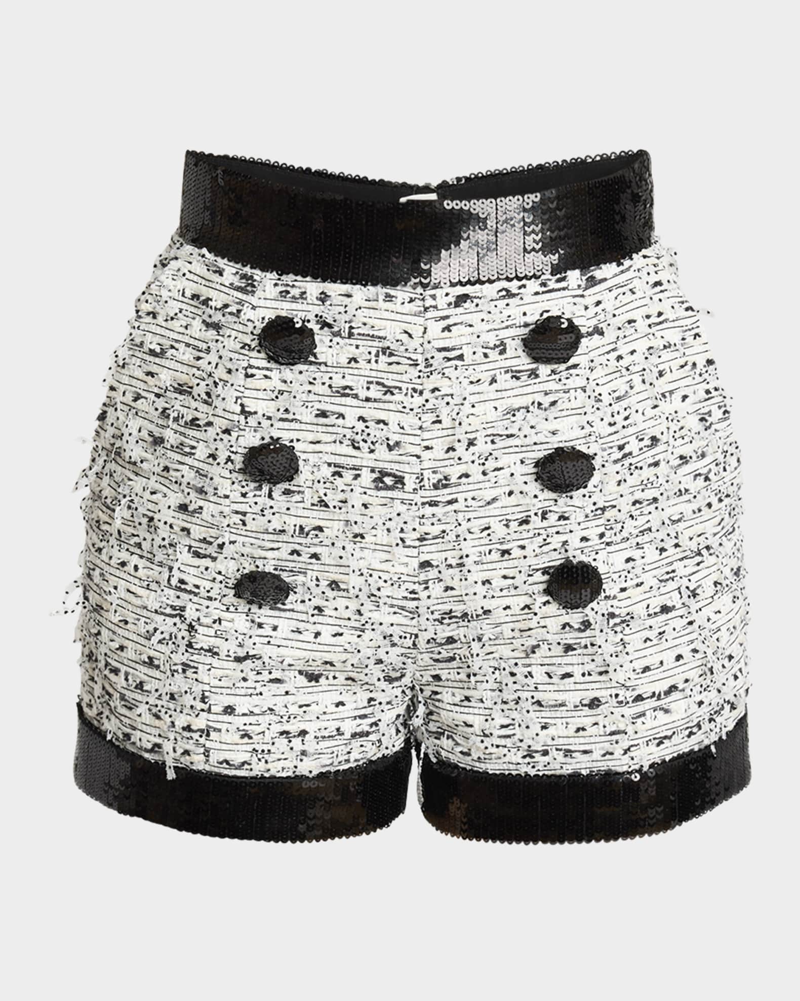 Tweed Sequined Shorts 0