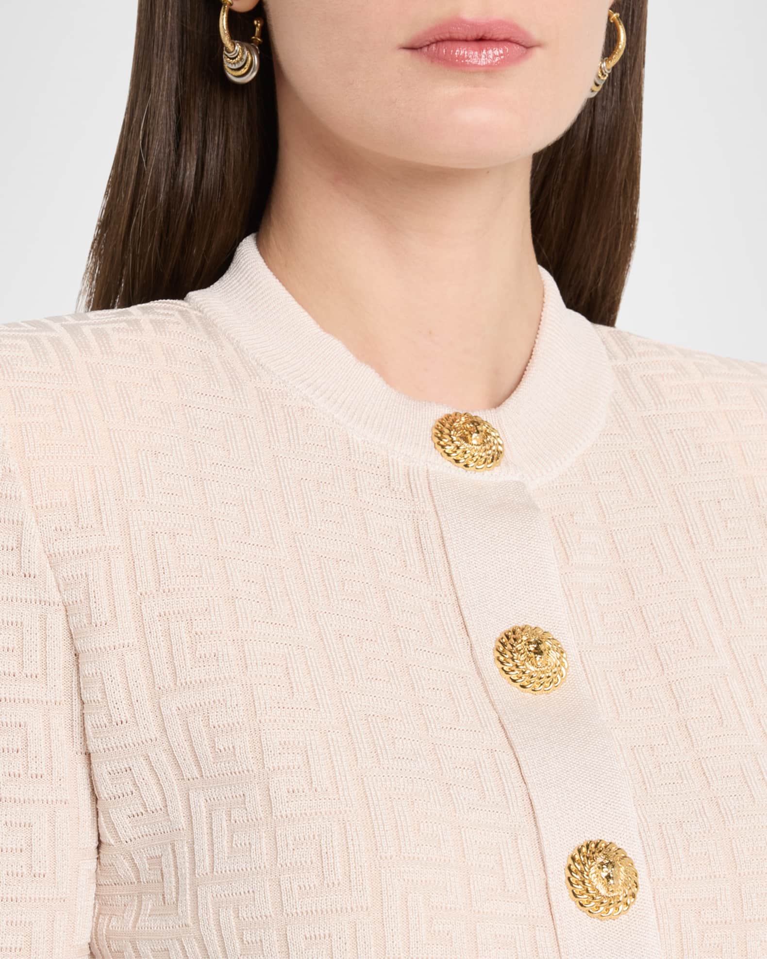 【別倉庫からの配送】 Down Button Logo Glitter Balmain Cardigan Marcus Neiman | トップス