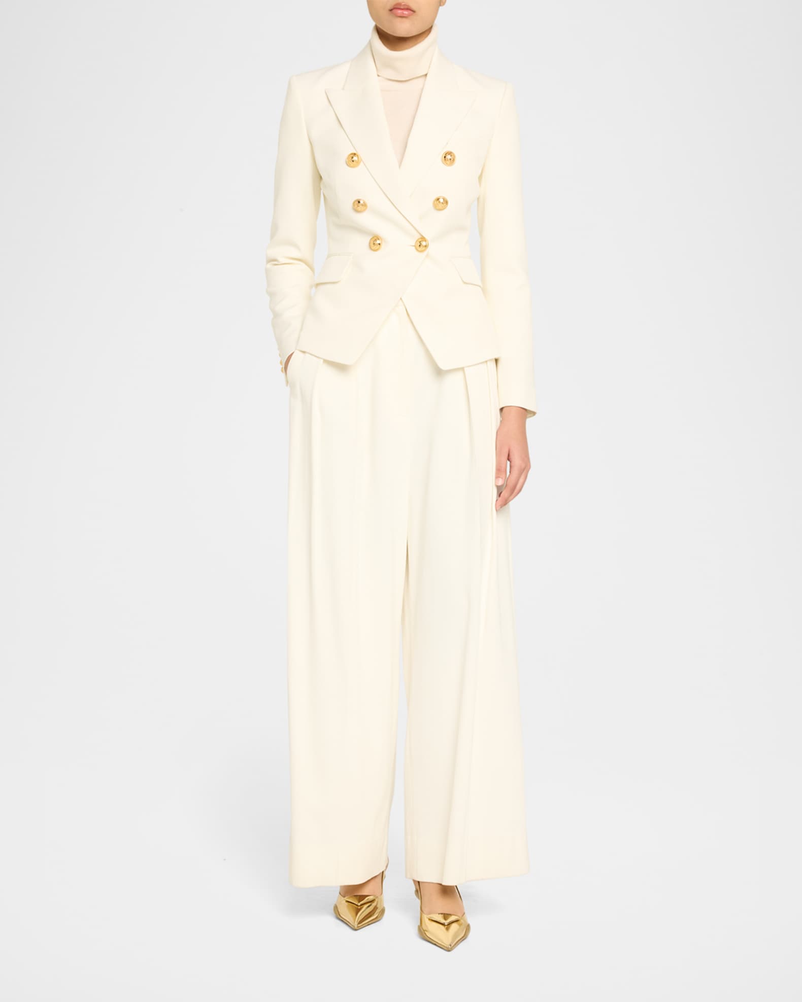 Classic Double-Breasted Fitted Wool Jacket 1