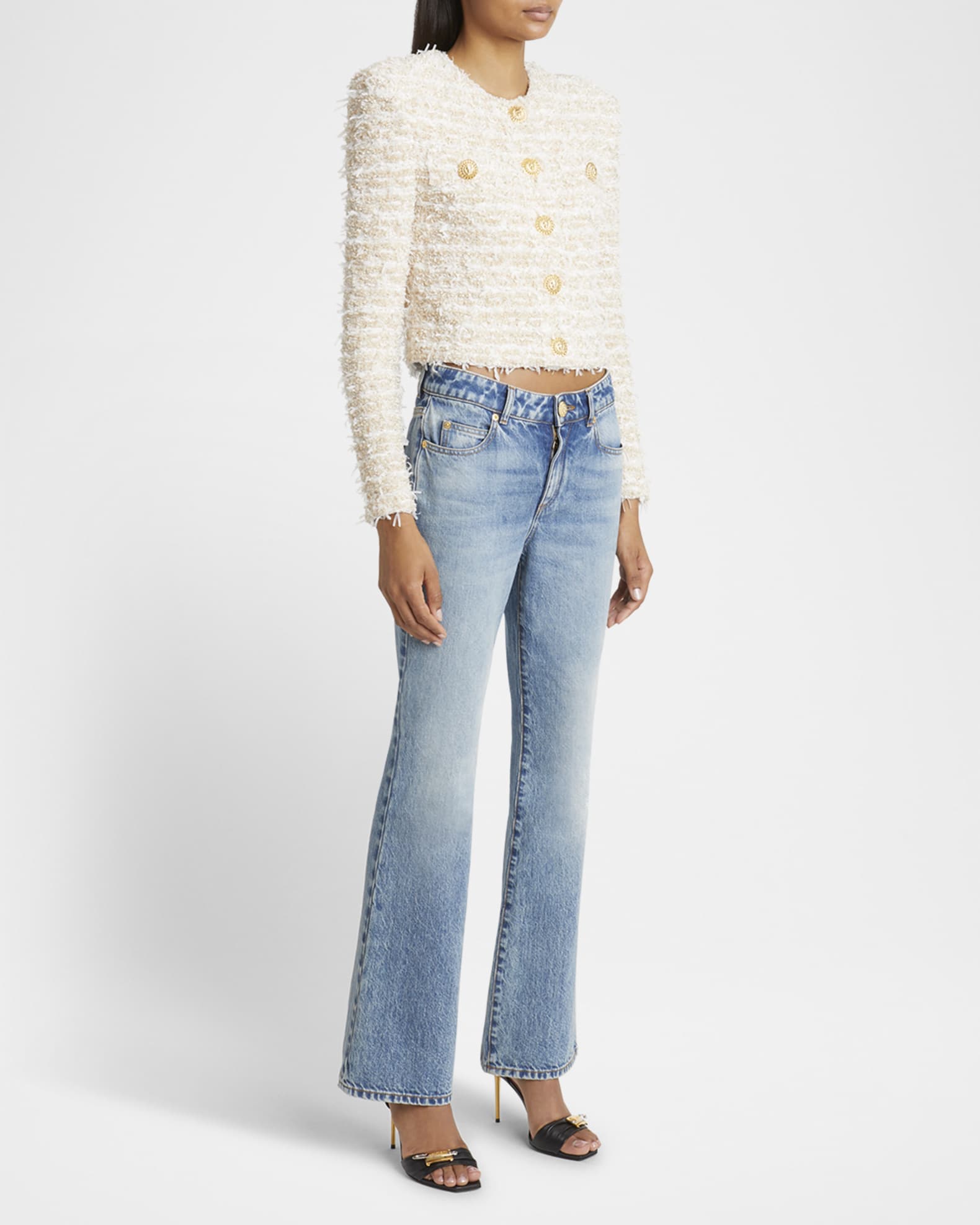 Tweed Knit Cropped Jacket 1
