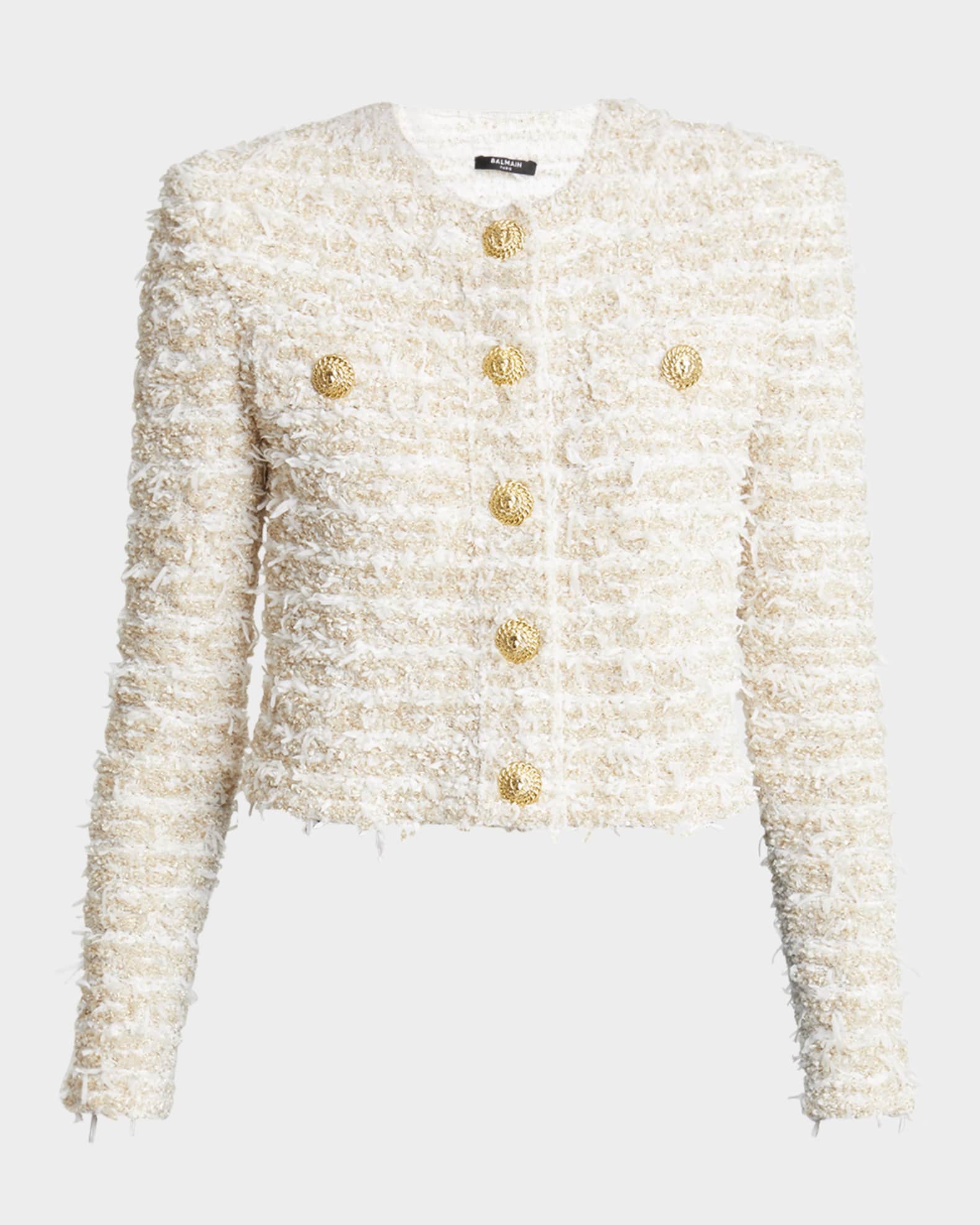 Tweed Knit Cropped Jacket 0