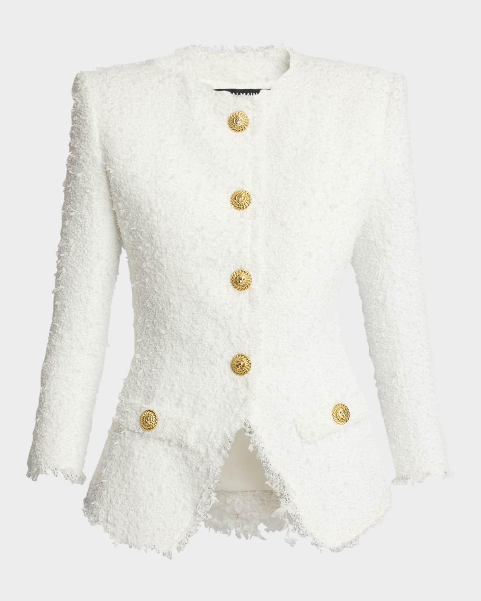 Collarless Tweed Jacket 0