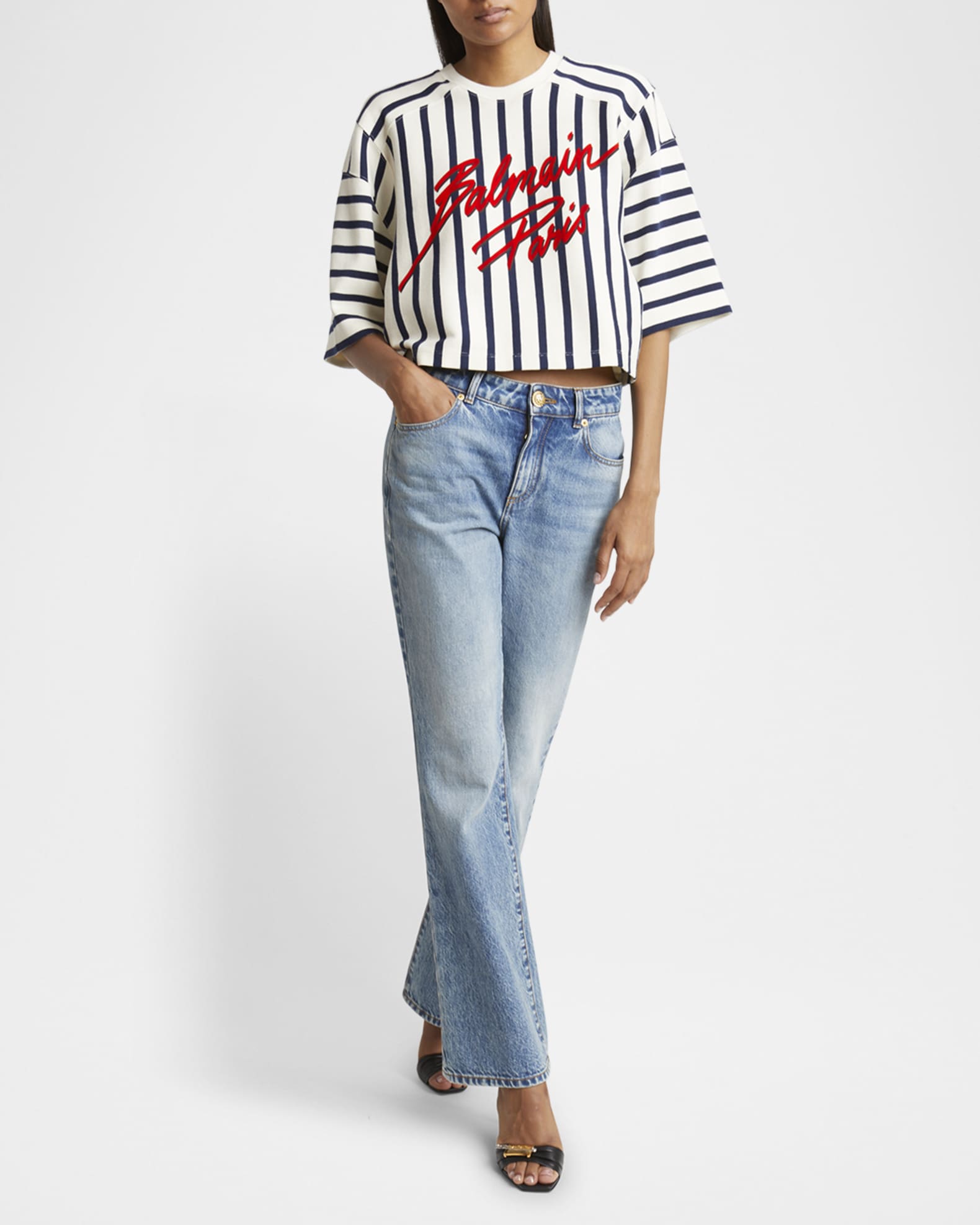 Balmain Flared Denim Pants | Neiman Marcus