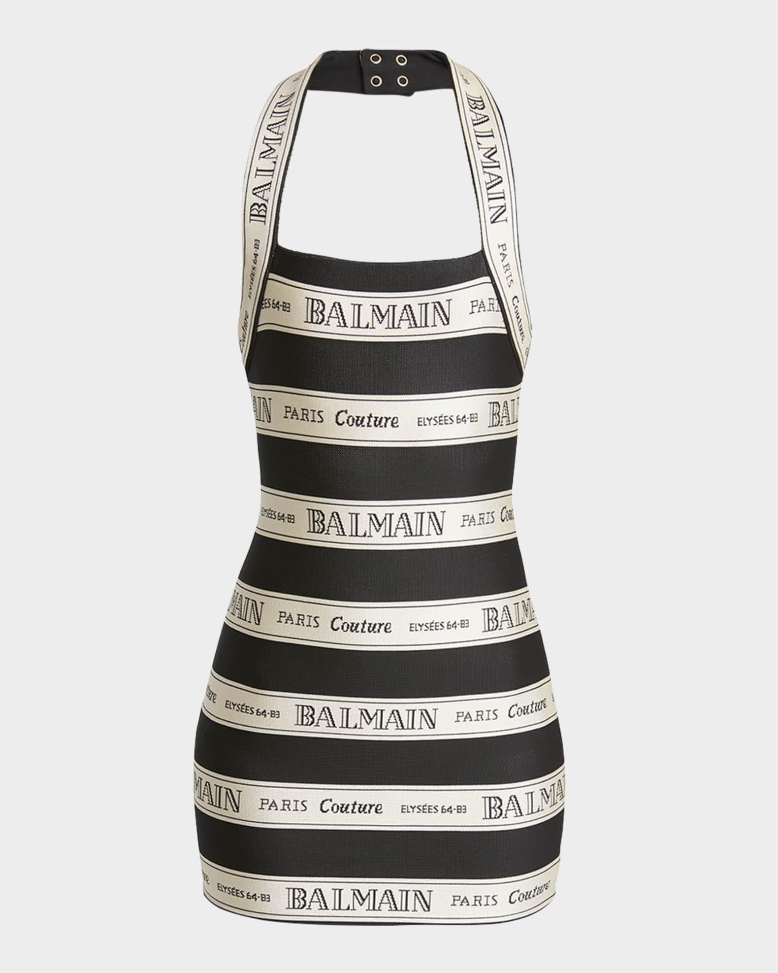 Striped Logo Halter Mini Dress